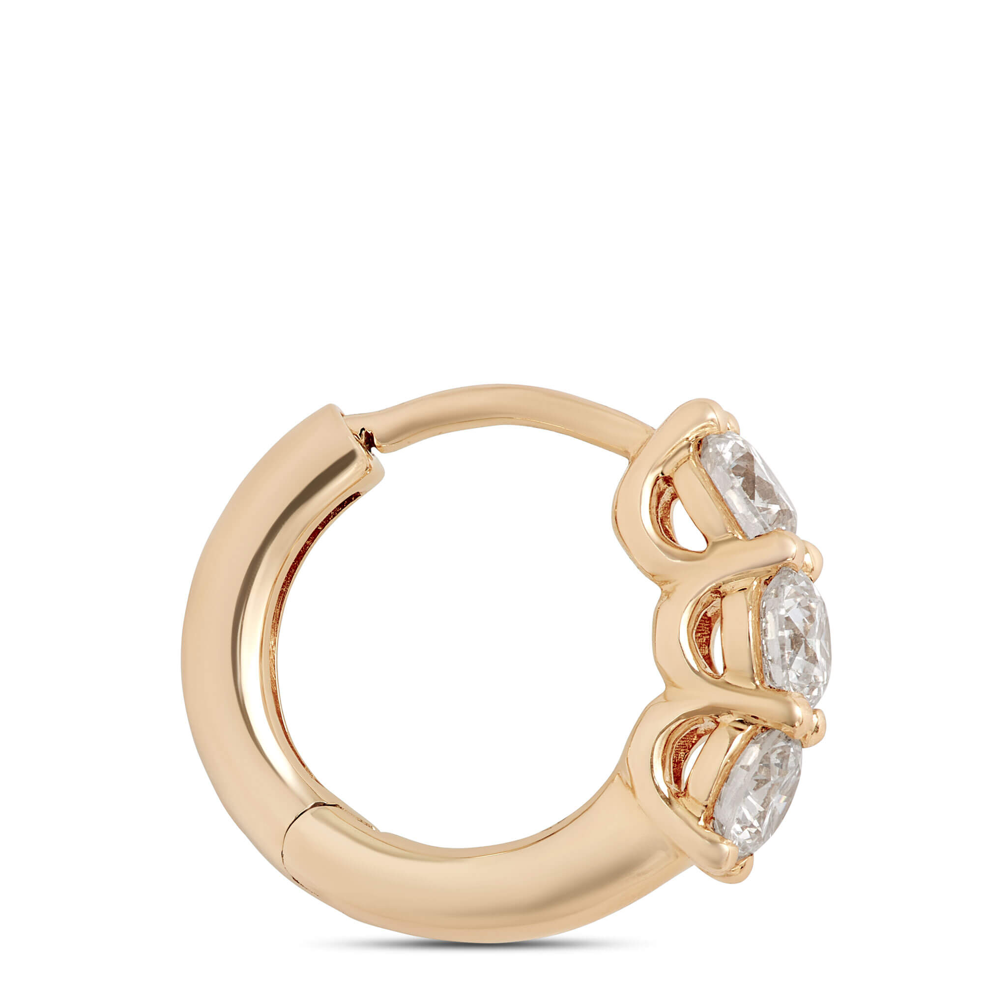 12.5MM Diamond Hoop Earrings, 14K Yellow Gold