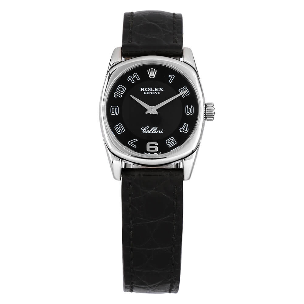 Pre-Owned Rolex Cellini Danaos Black Dial Watch, 24mm, 18K image number 1
