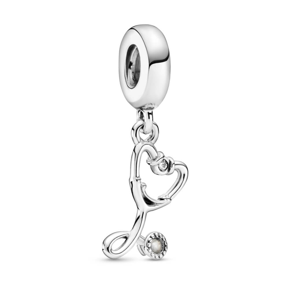 1 pc 21mm Sterling Silver fancy heart charm with cz BSS141