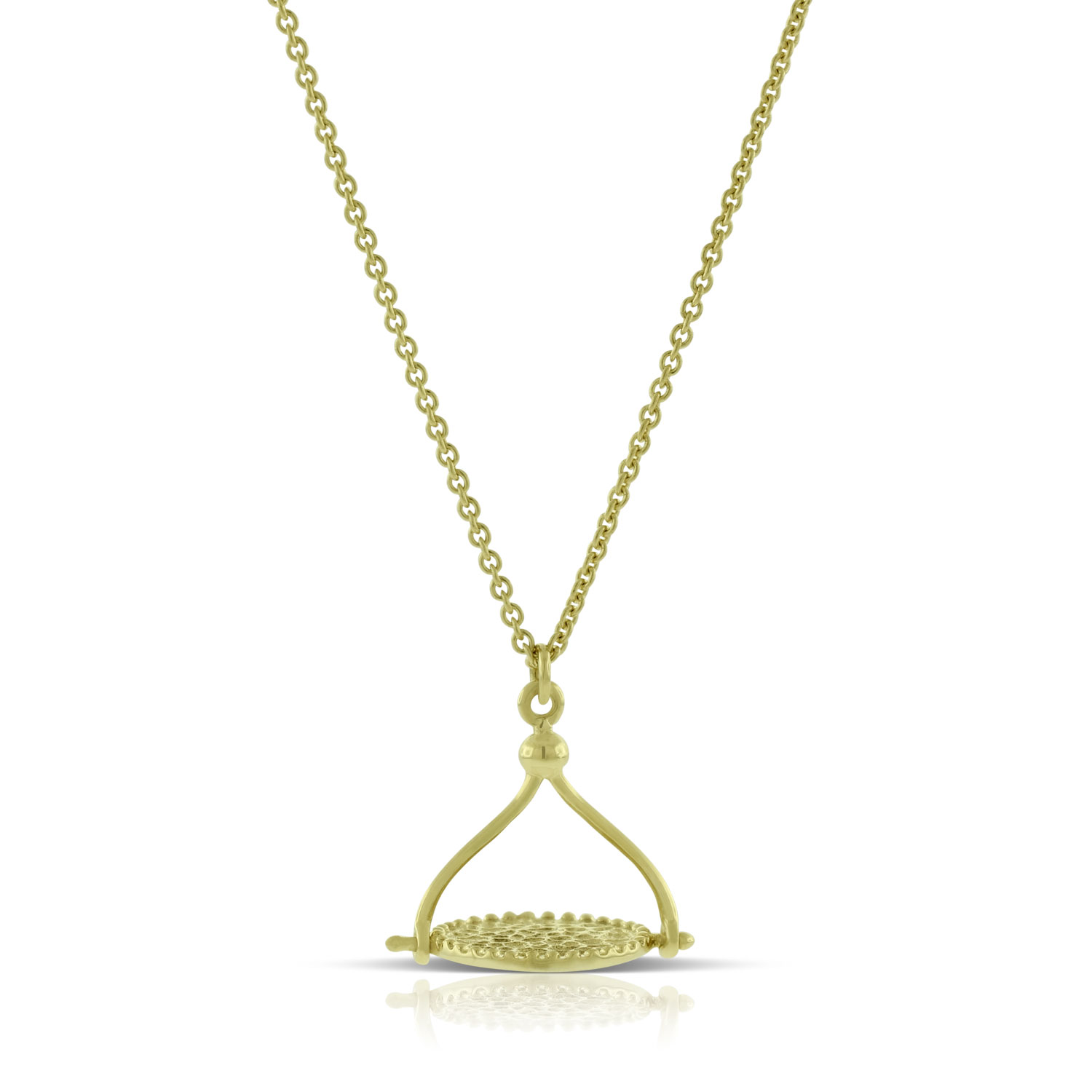 Hammered Disc Pendant 14K
