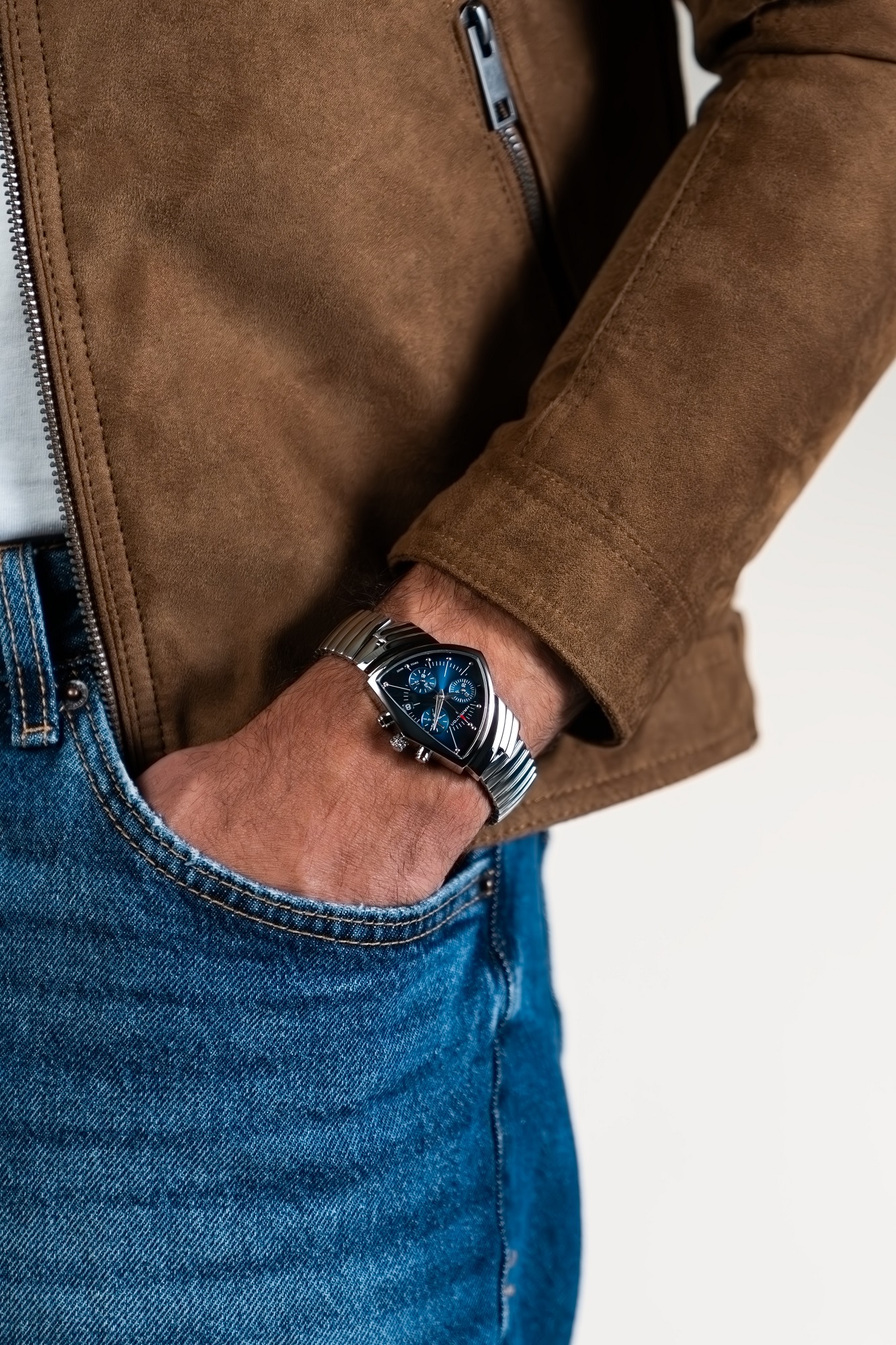 Hamilton Ventura Chrono Quartz Watch Blue Dial, 32mm