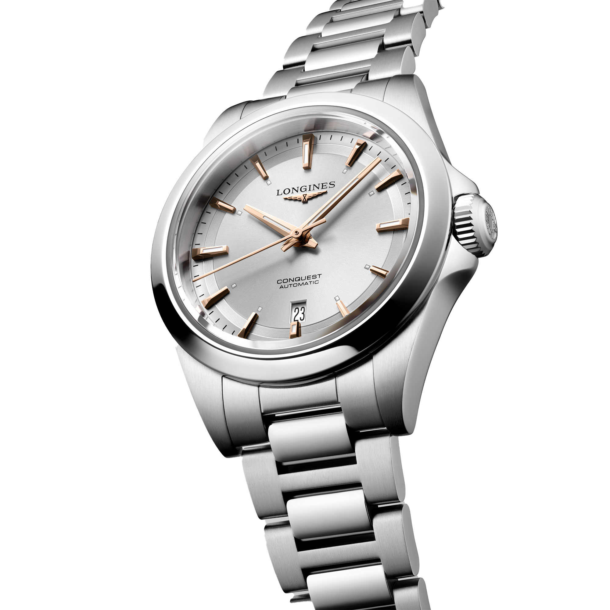 Longines Conquest Silver Dial Watch, 30mm