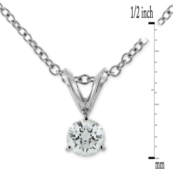 Classic Round Diamond Pendant, ⅕ Carat Total Weight, 14K White Gold