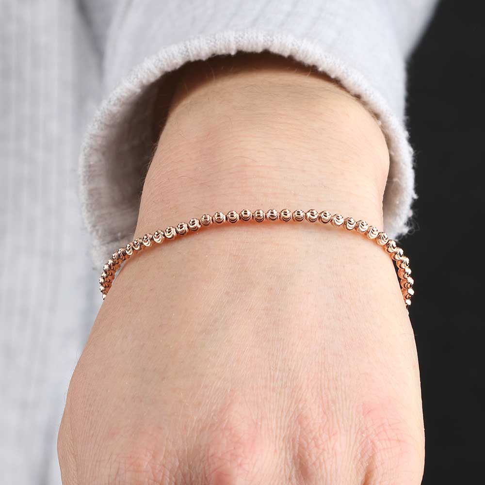 Rose Gold Stretchy Moon Cut Bead 