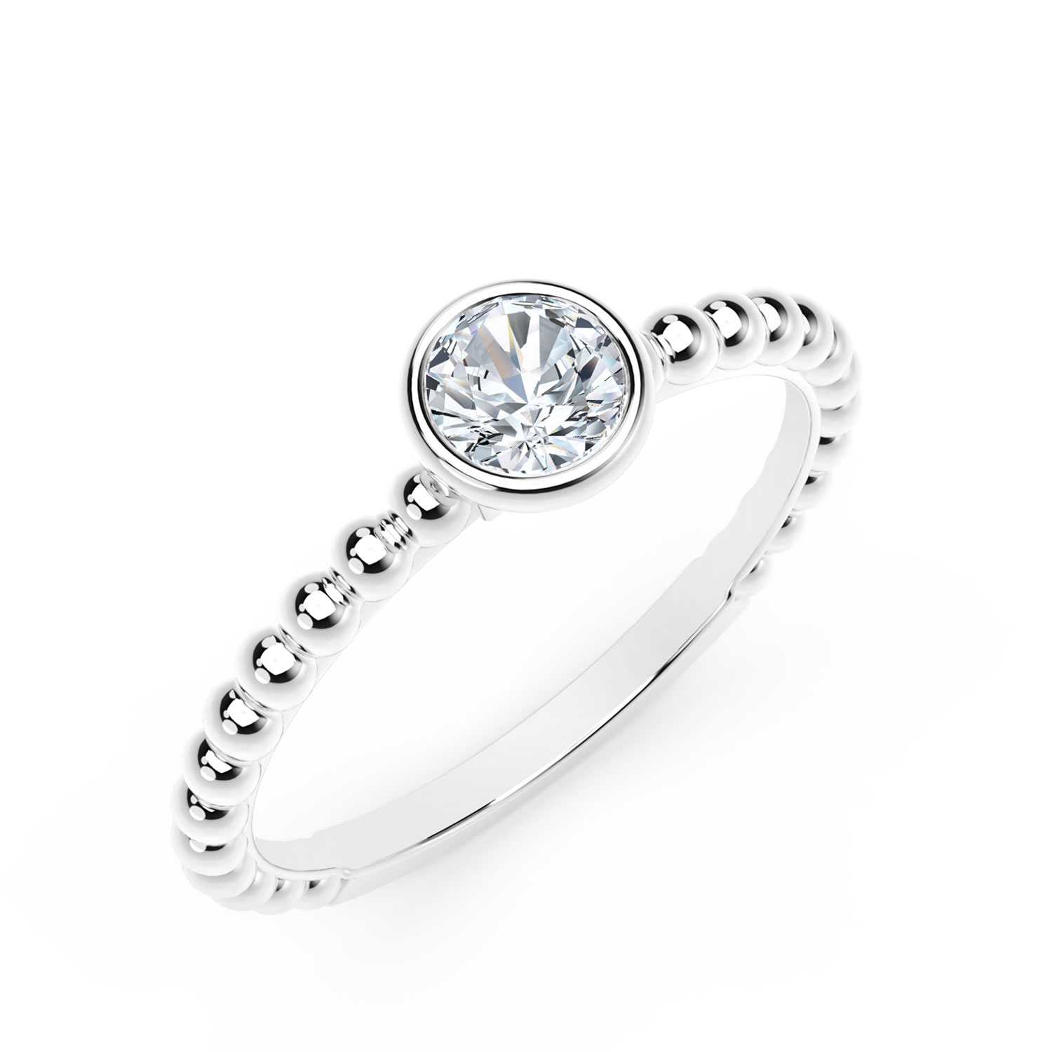 Round Diamond Solitaire Ring, 18K White Gold