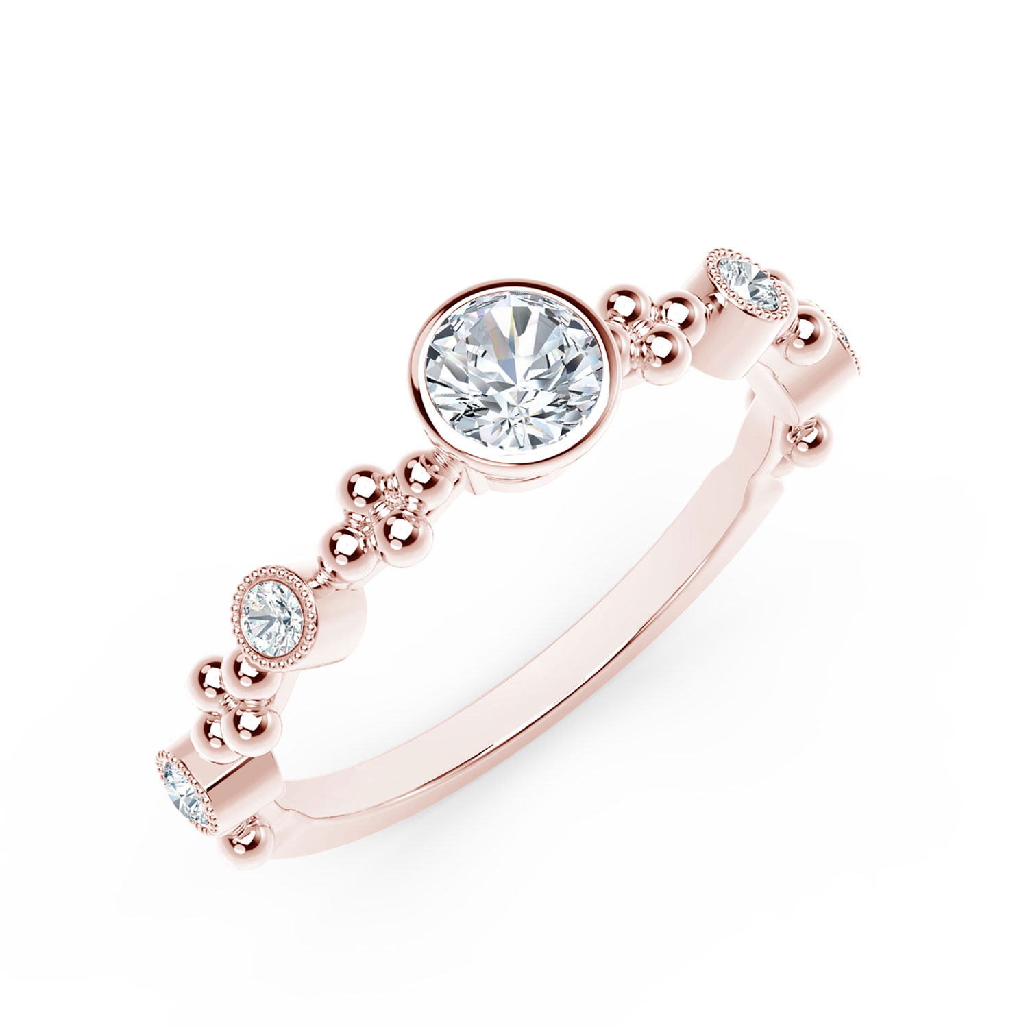 Round Diamond Ring, 18K Rose Gold