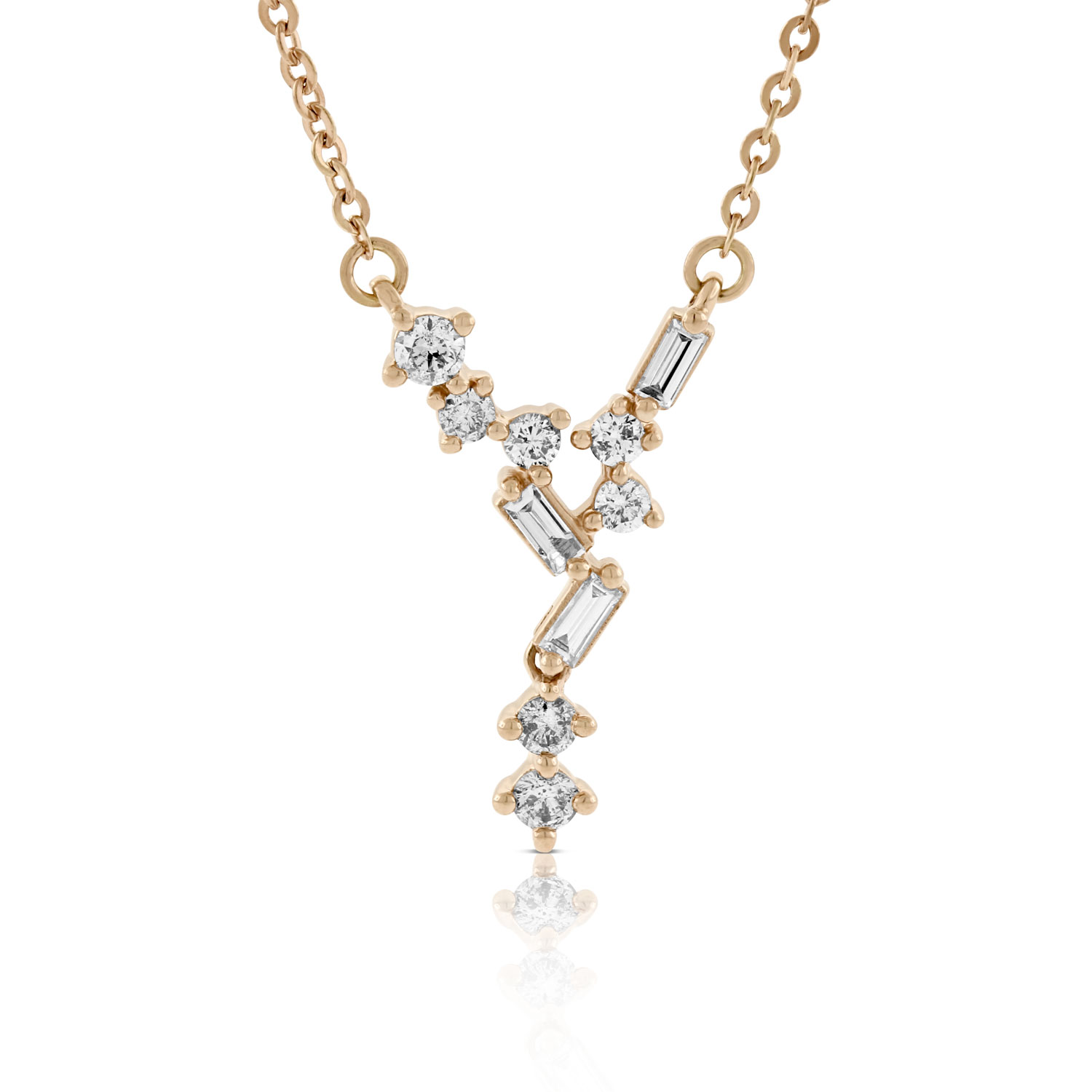 Rose gold baguette necklace Clearance