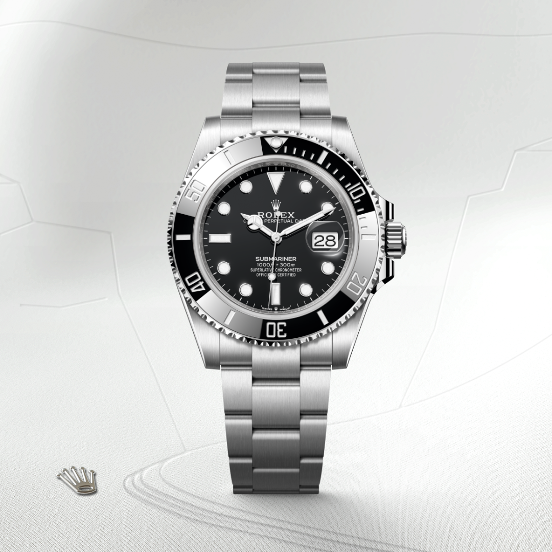 rolex submariner in oystersteel, m126610ln-0001 - watch with background color - ben bridge