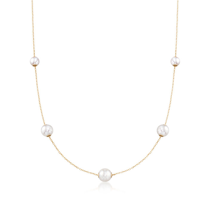 Mikimoto Akoya Cultured Pearl Stations Necklace 18K ...