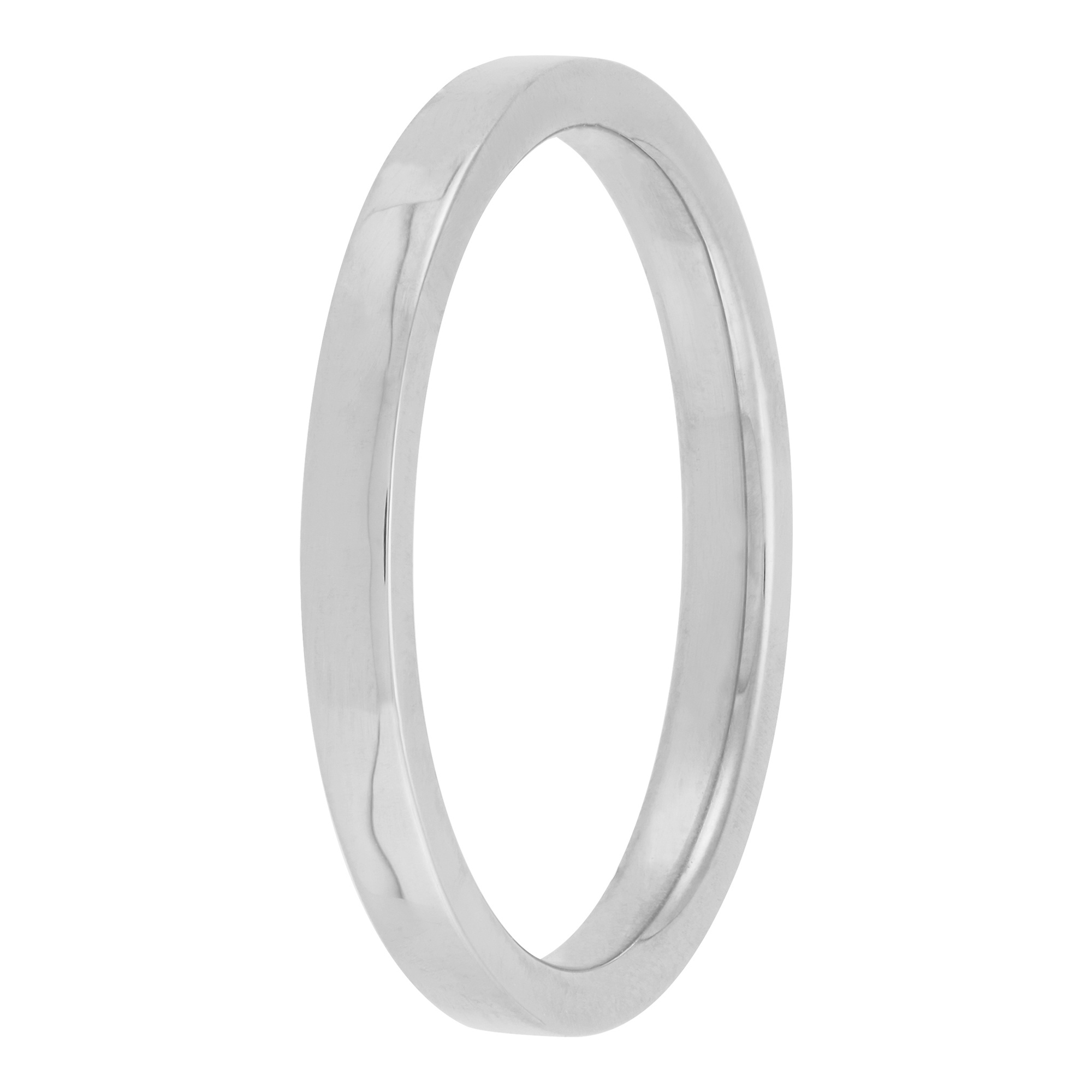 White Gold Polished Pipe Comfort Fit 2mm Band 14K