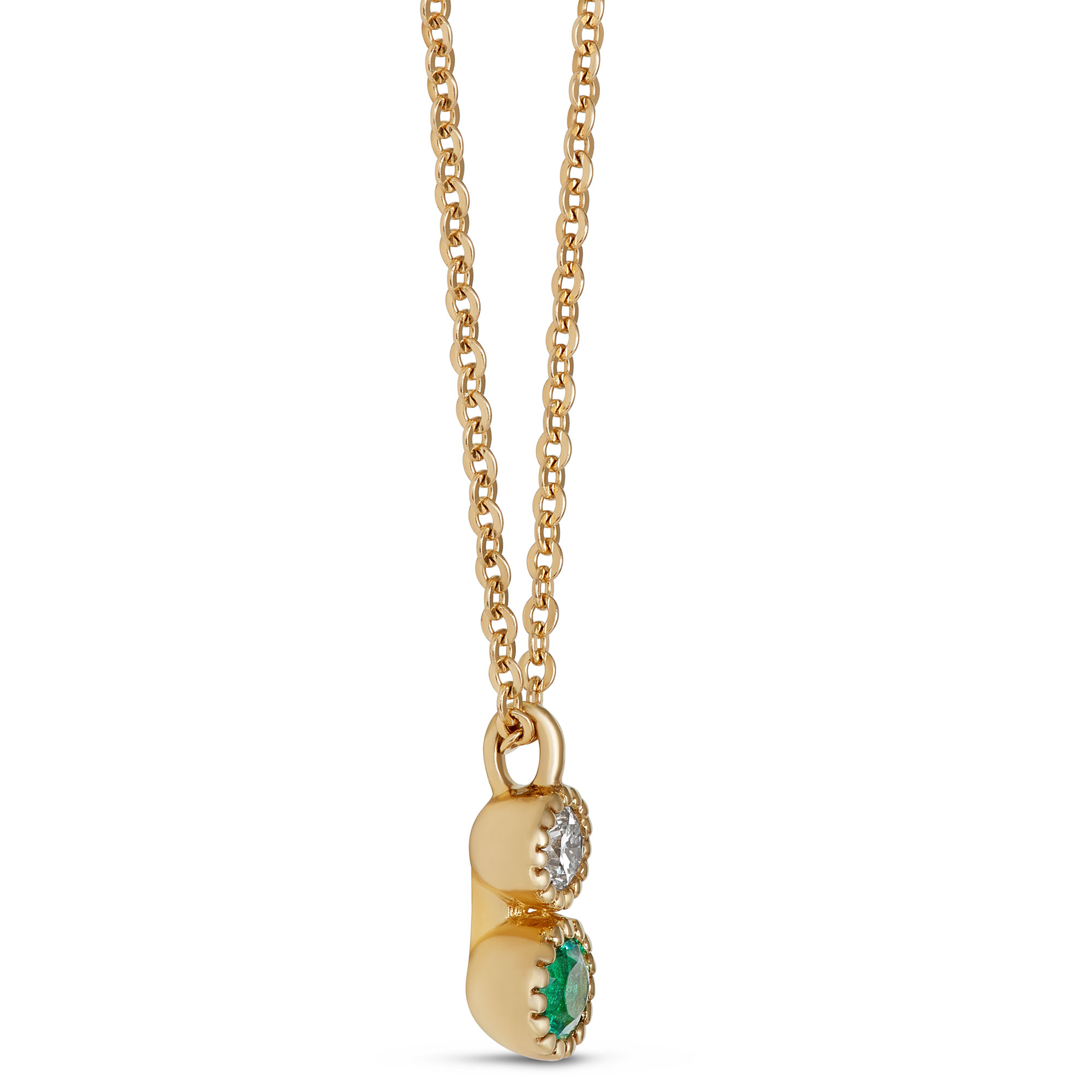 Emerald and Diamond pendant, 14K Yellow Gold