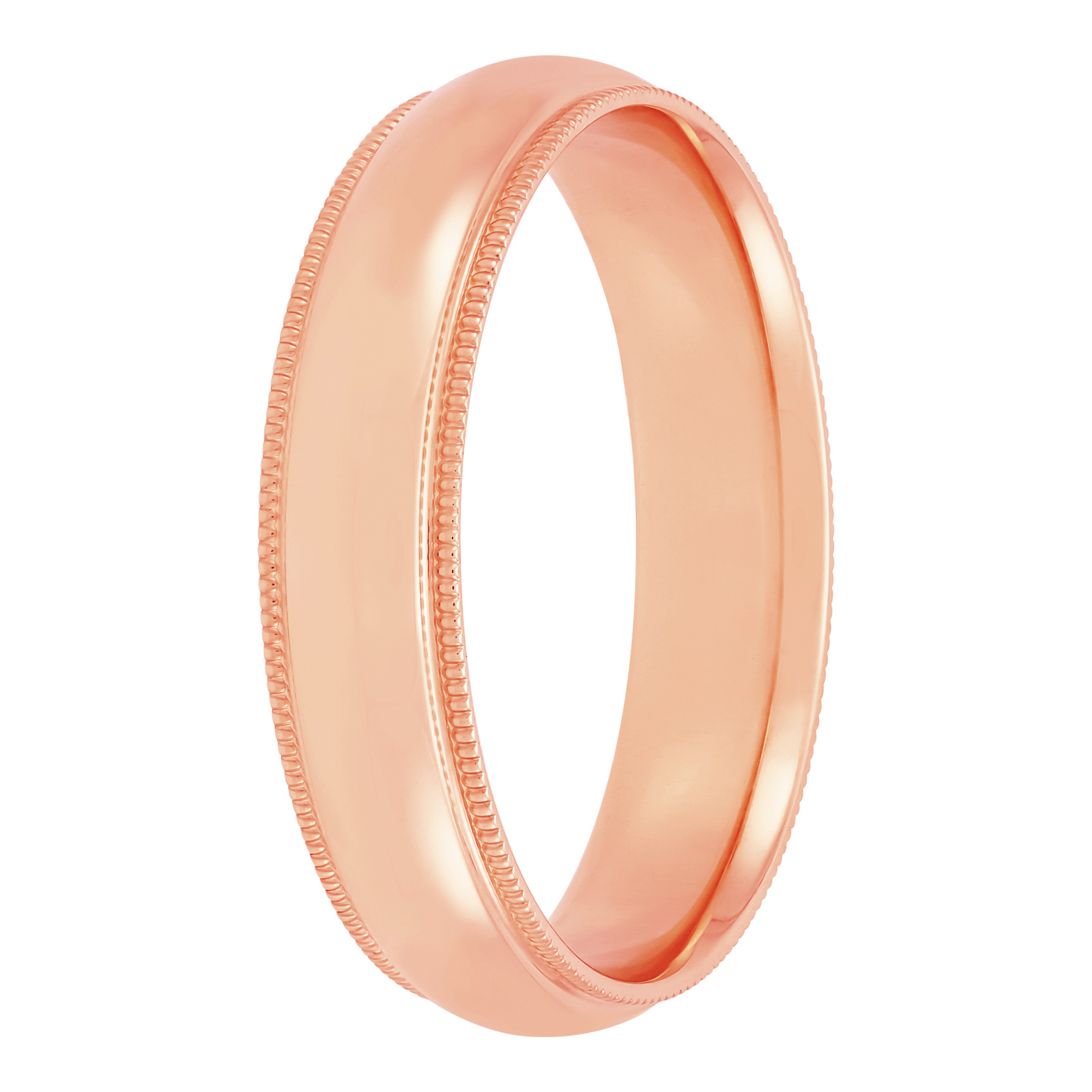 Rose Gold Polished Edge Milgrain Comfort Fit 5mm Band 18K