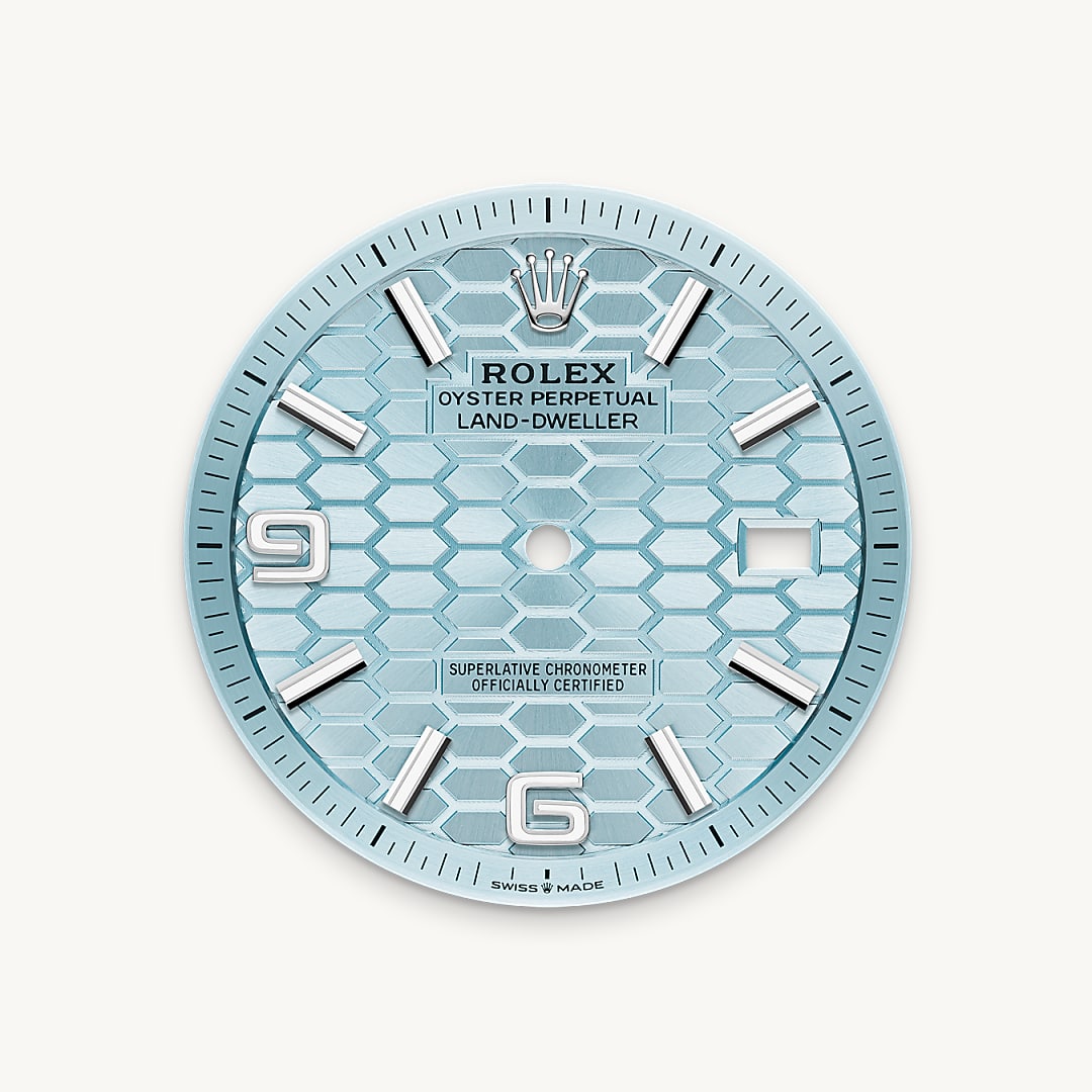 rolex land-dweller in platinum, m127336-0001 - ice-blue dial - ben bridge