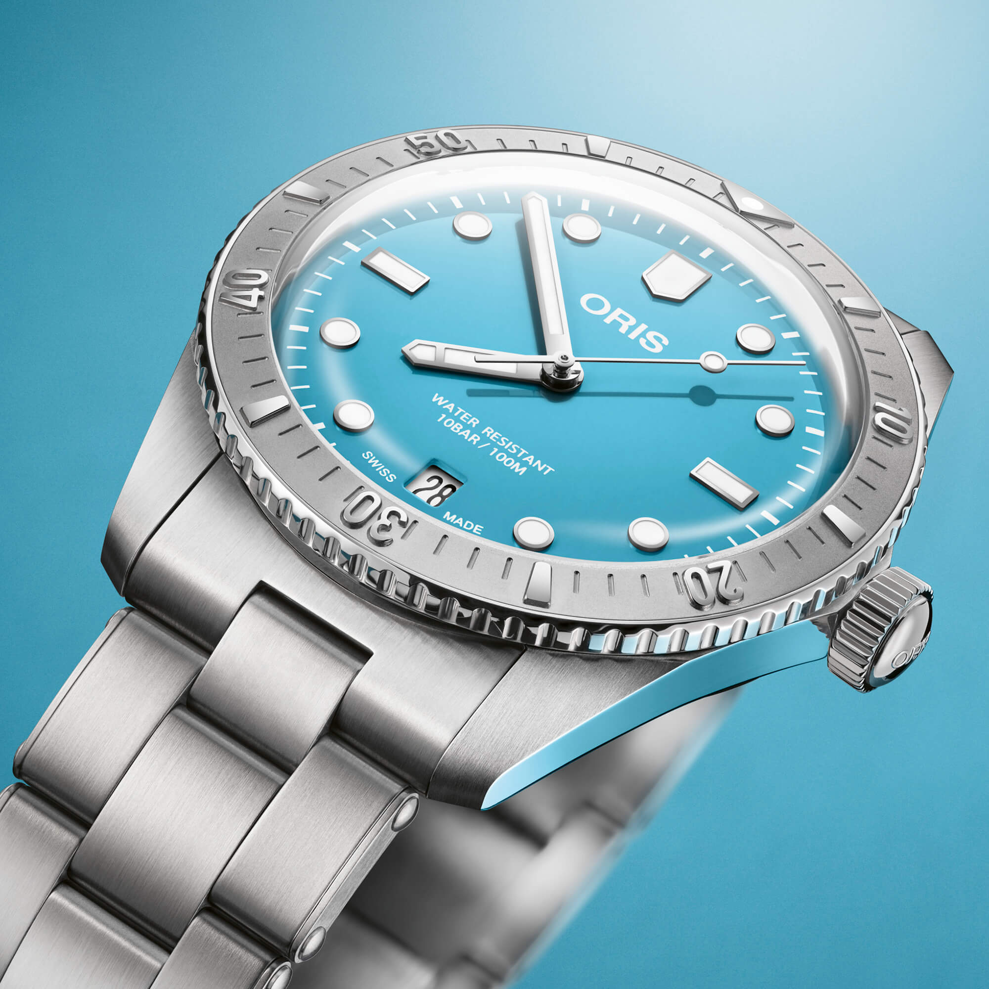 Oris Divers Sixty-Five Cotton Candy Watch Blue Dial Steel Case, 38mm