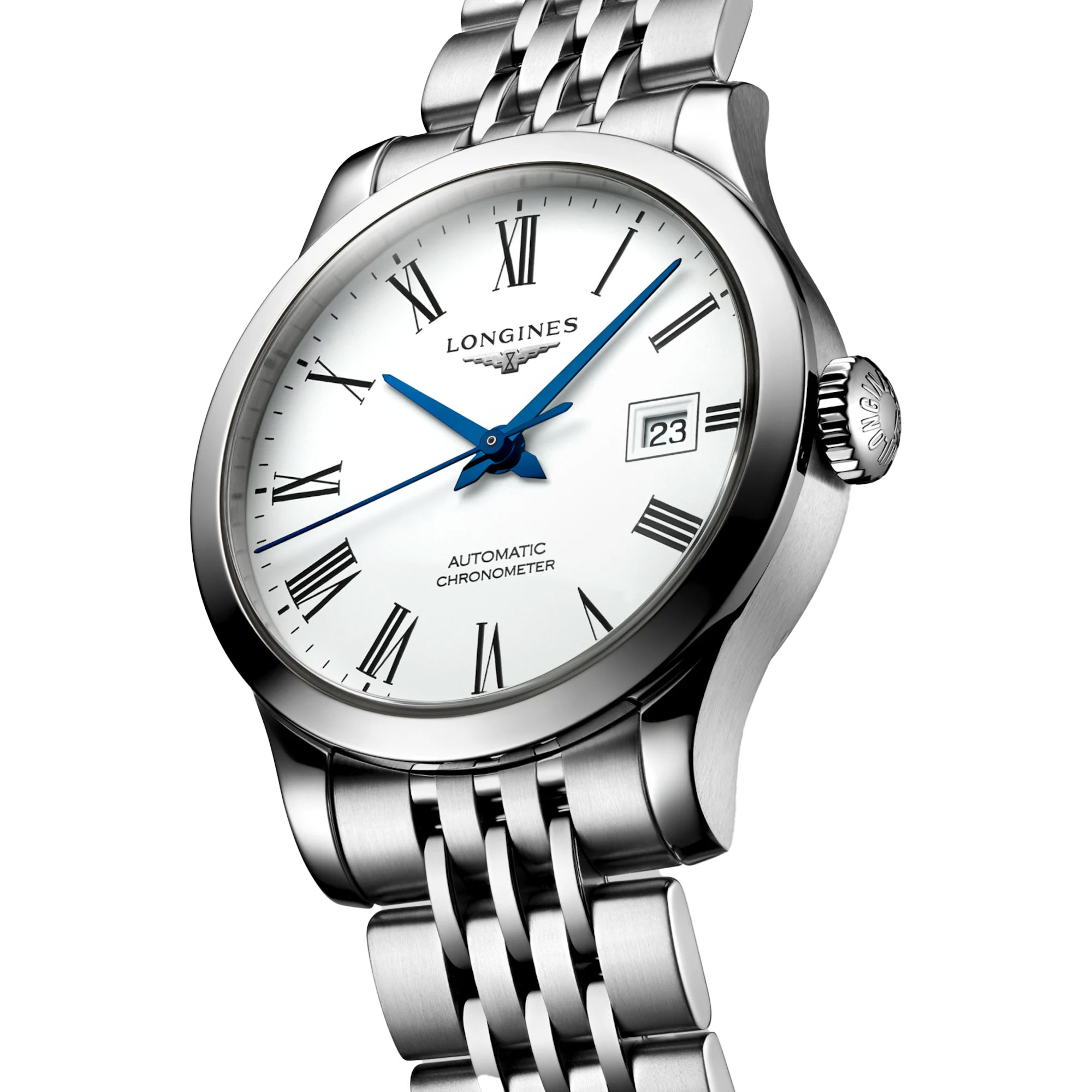 Longines Record White Dial Watch, 30mm