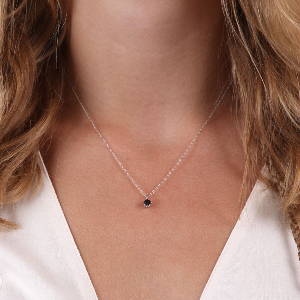 Round Sapphire Pendant 14K