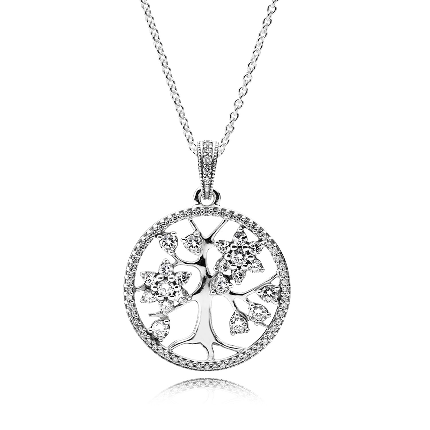 Pandora Family Tree CZ Necklace 