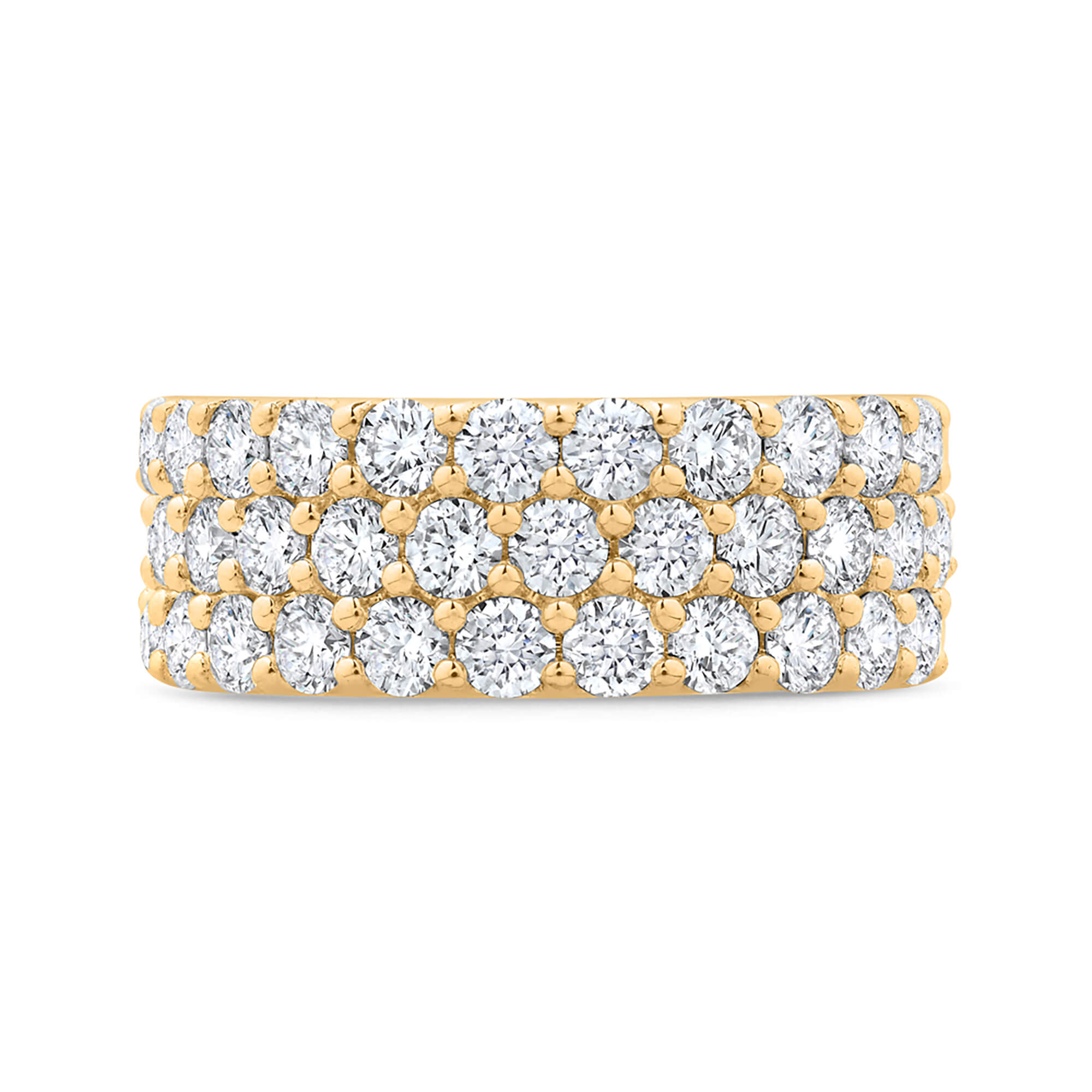Bella Ponte Three-Row Tiger Set Diamond Bridal Ring, 14K Yellow Gold