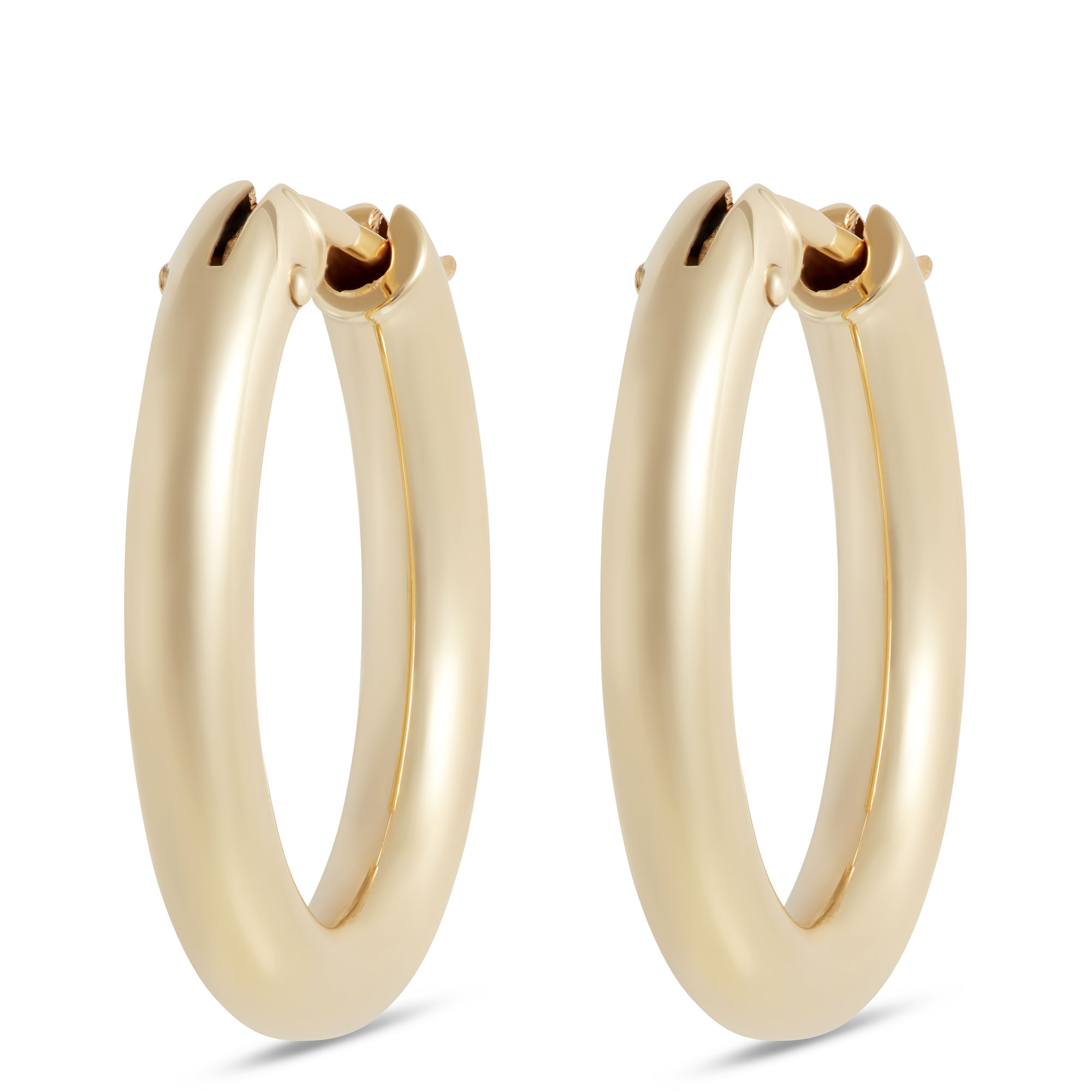 thumbnail image 2 of HSN 1.5" Plain Oval Hoop Earrings – 14K Yellow Gold Plated Sterling Silver – 5mm Thick 2 of 4