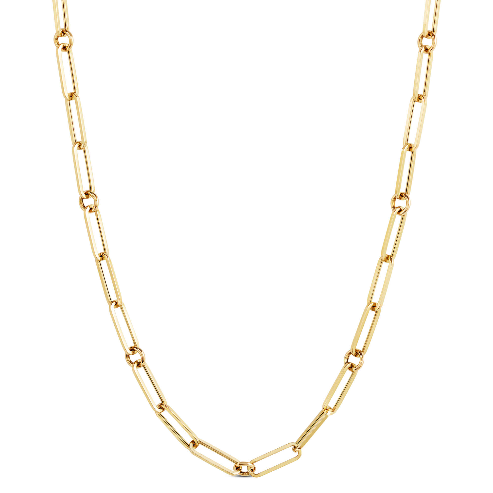 Roberto Coin Designer Gold Fine Paperclip Chain Necklace 18K