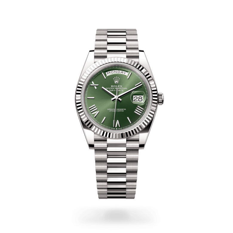 rolex day-date in 18 ct white gold, m228239-0033 - ben bridge