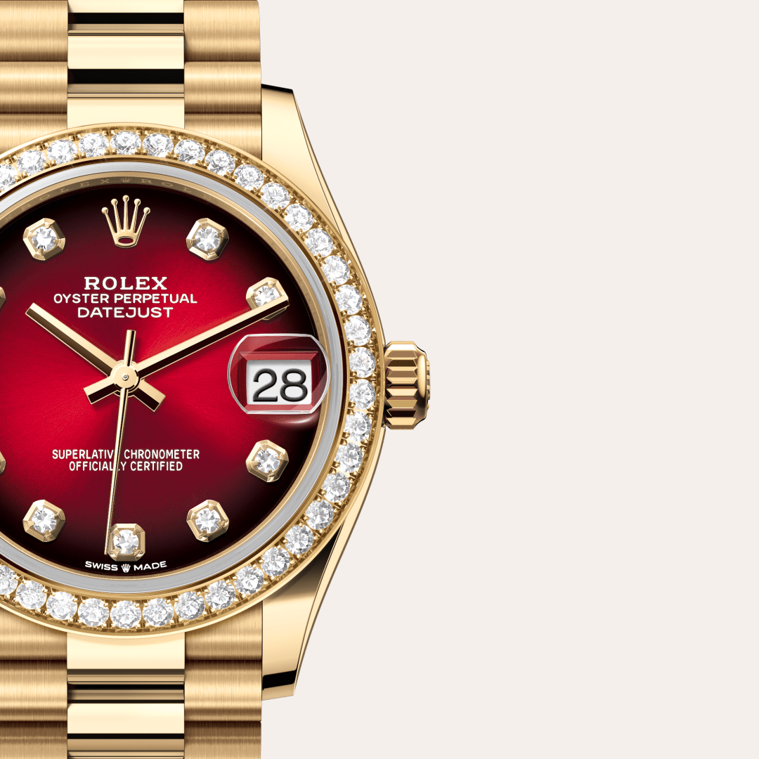 rolex datejust in 18 ct yellow gold, m278288rbr-0041 - watch dial - ben bridge