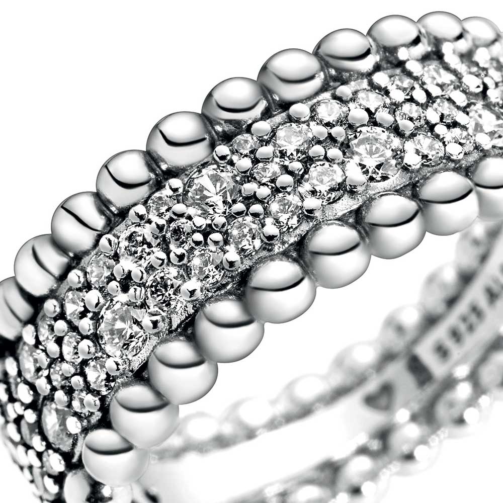 Pandora Purely Pandora Beaded Pavé CZ Band Ring 198676C01 Ben