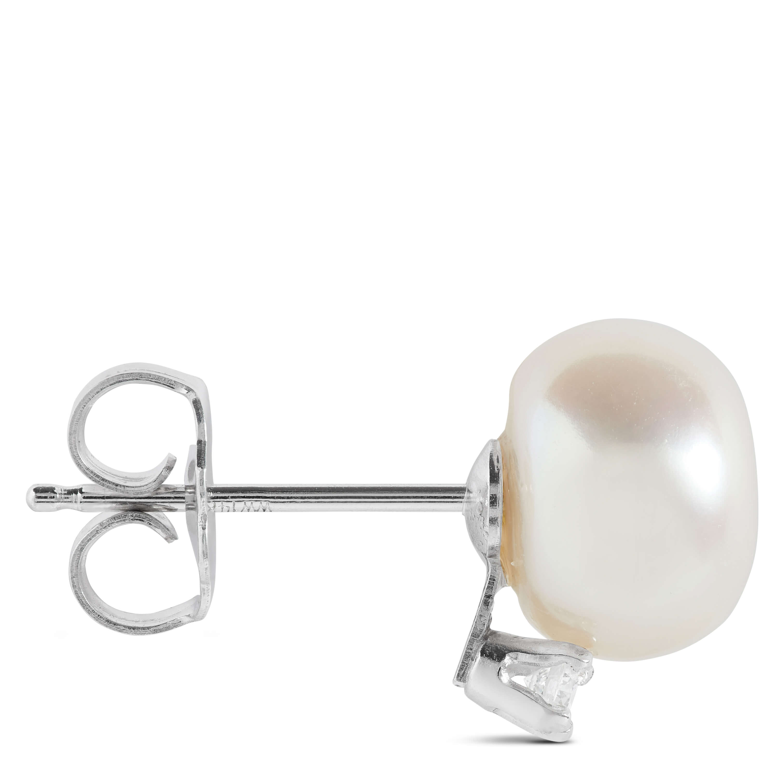 Freshwater Cultured Pearl & Diamond Earrings 14K