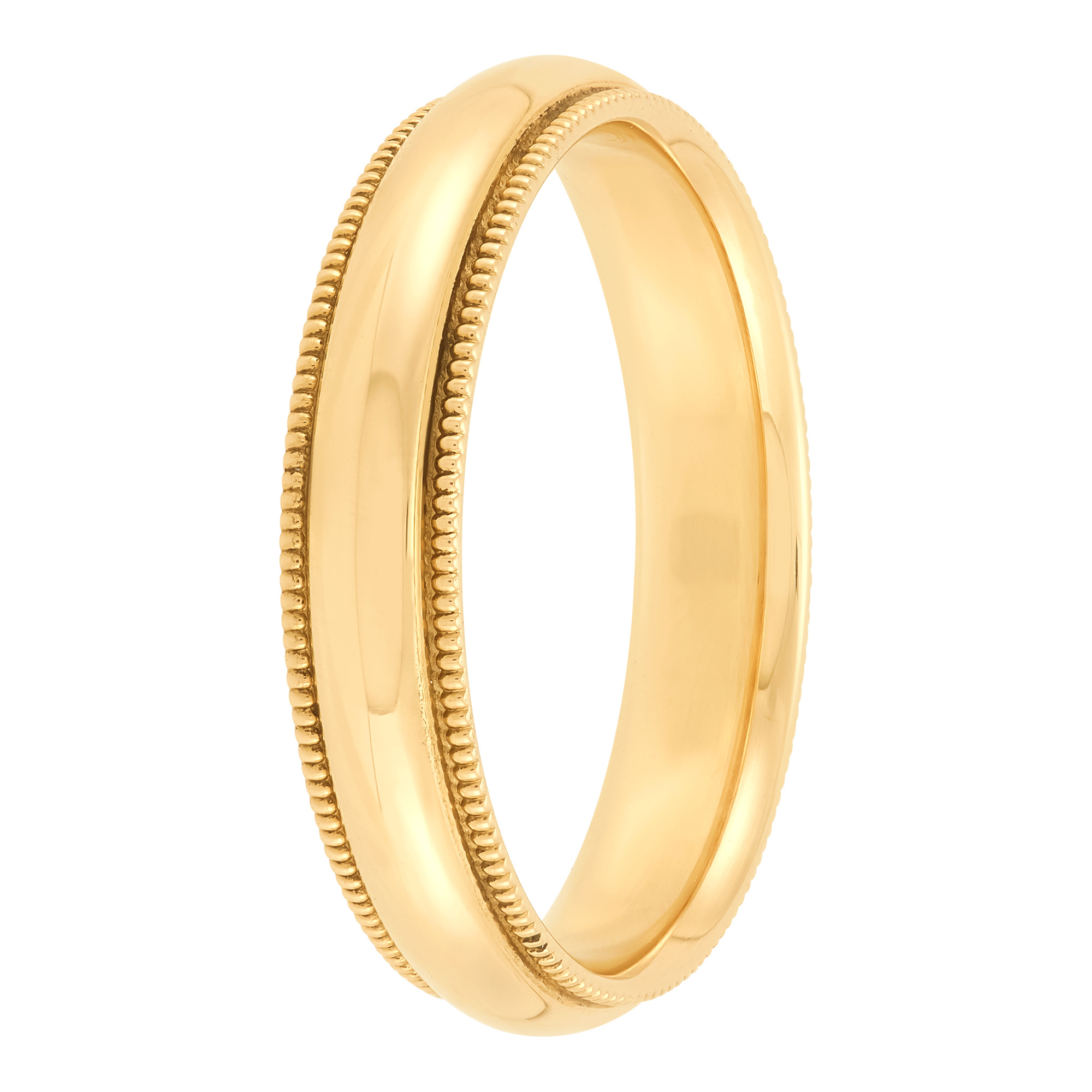 Yellow Gold Polished Milgrain Edge Comfort Fit 4mm Band 18K