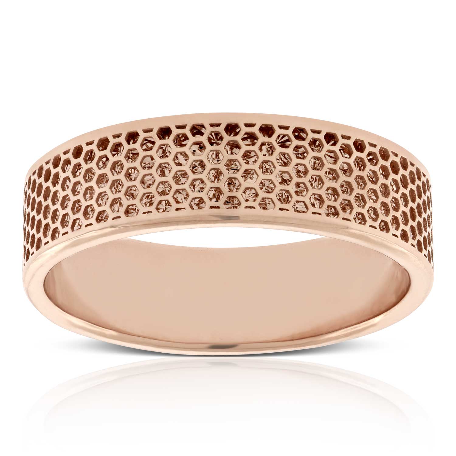 Rose Gold Honeycomb Diamond Cut Band 14K