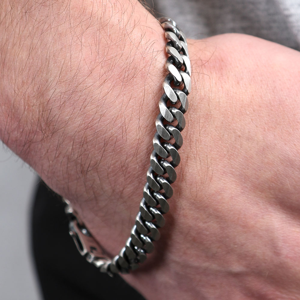 Flat Curb Bracelet in Sterling Silver