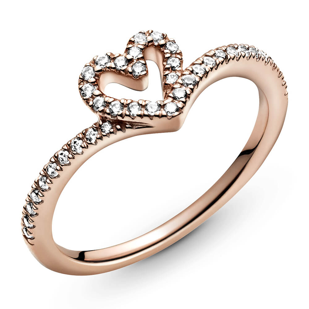 Pandora Rose™ Sparkling Wishbone Heart CZ Ring 189302C01 Ben Bridge