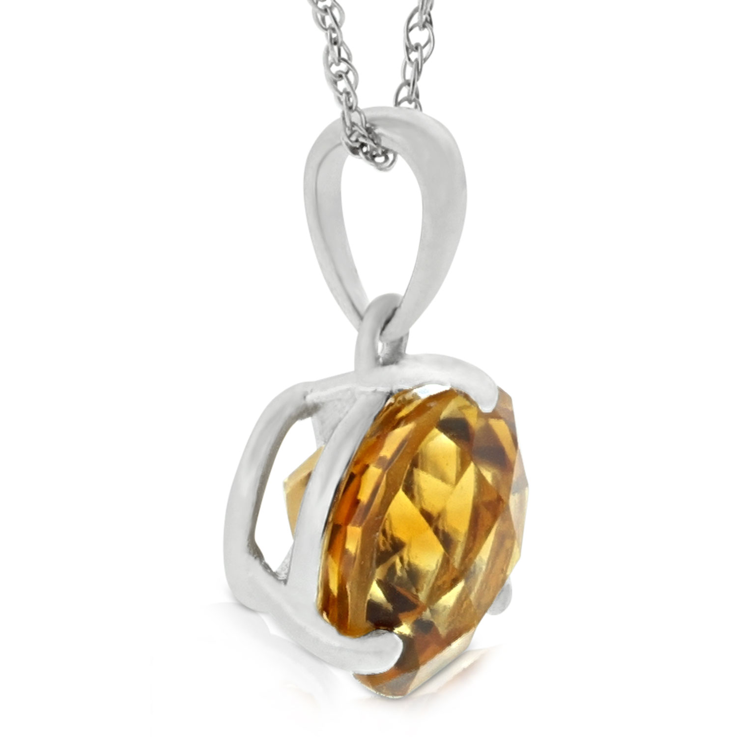 Checkered Citrine Pendant 14K, 8mm&nbsp;