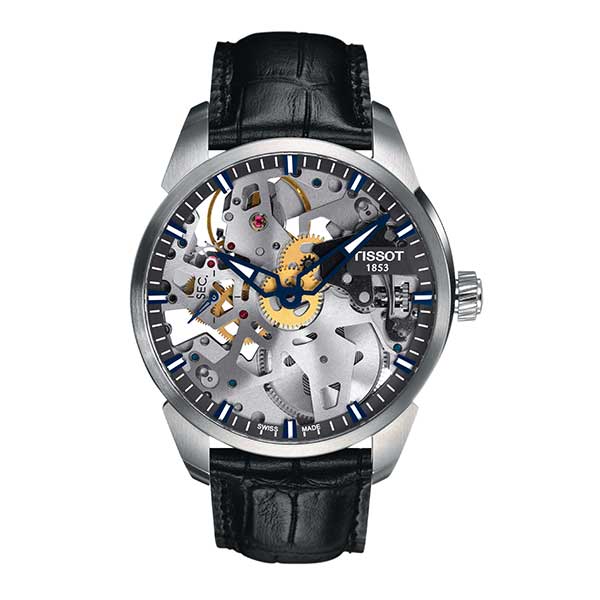 TISSOT T-Complication Silver Skeleton Dial Watch, 43mm