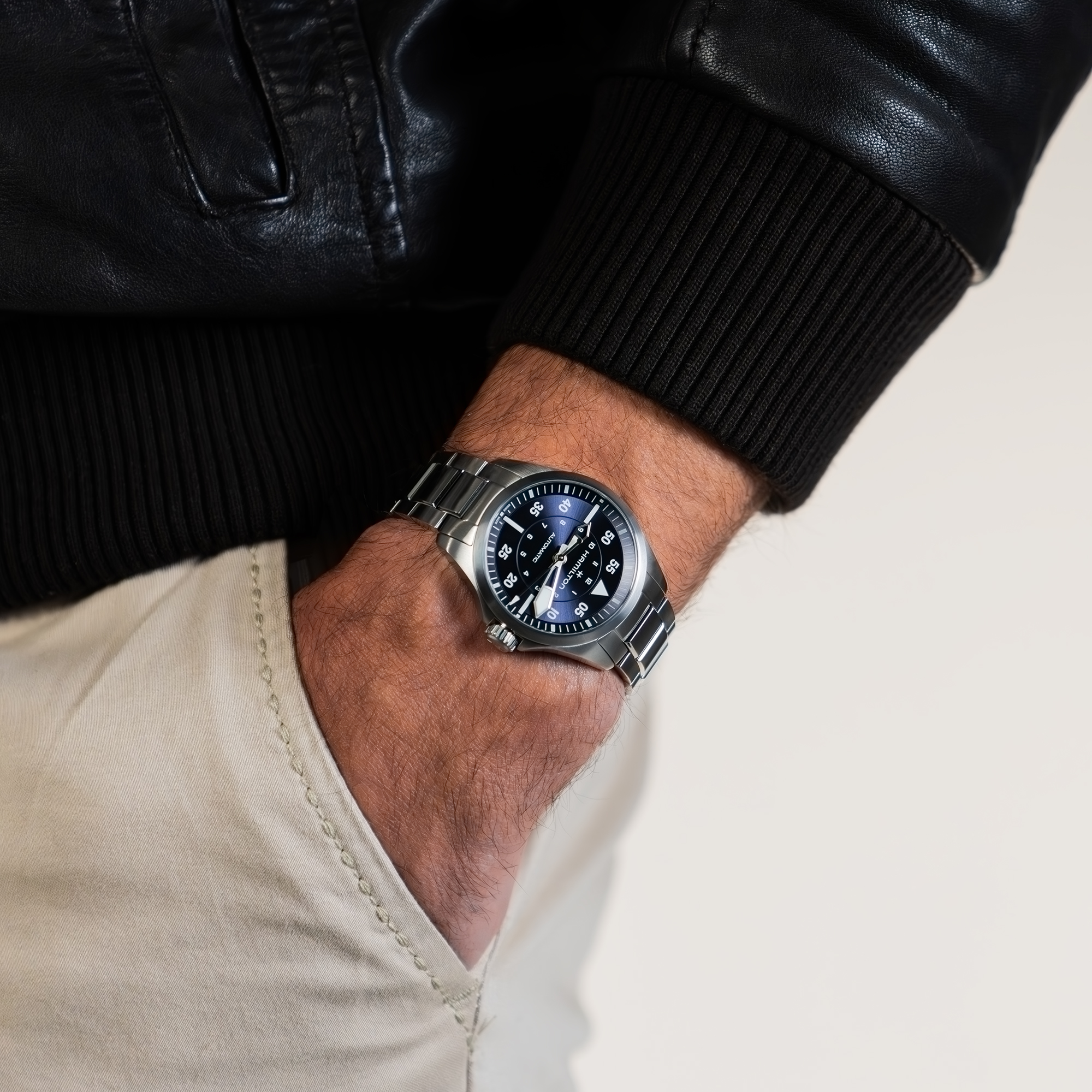 Hamilton Khaki Aviation Pilot Steel Auto Blue Dial Watch, 36mm