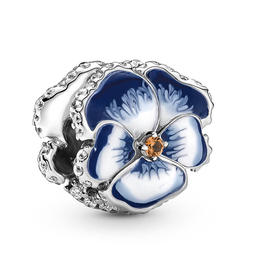 Pandora Blue Pansy Flower Enamel & CZ Charm 790777C02 Ben Bridge