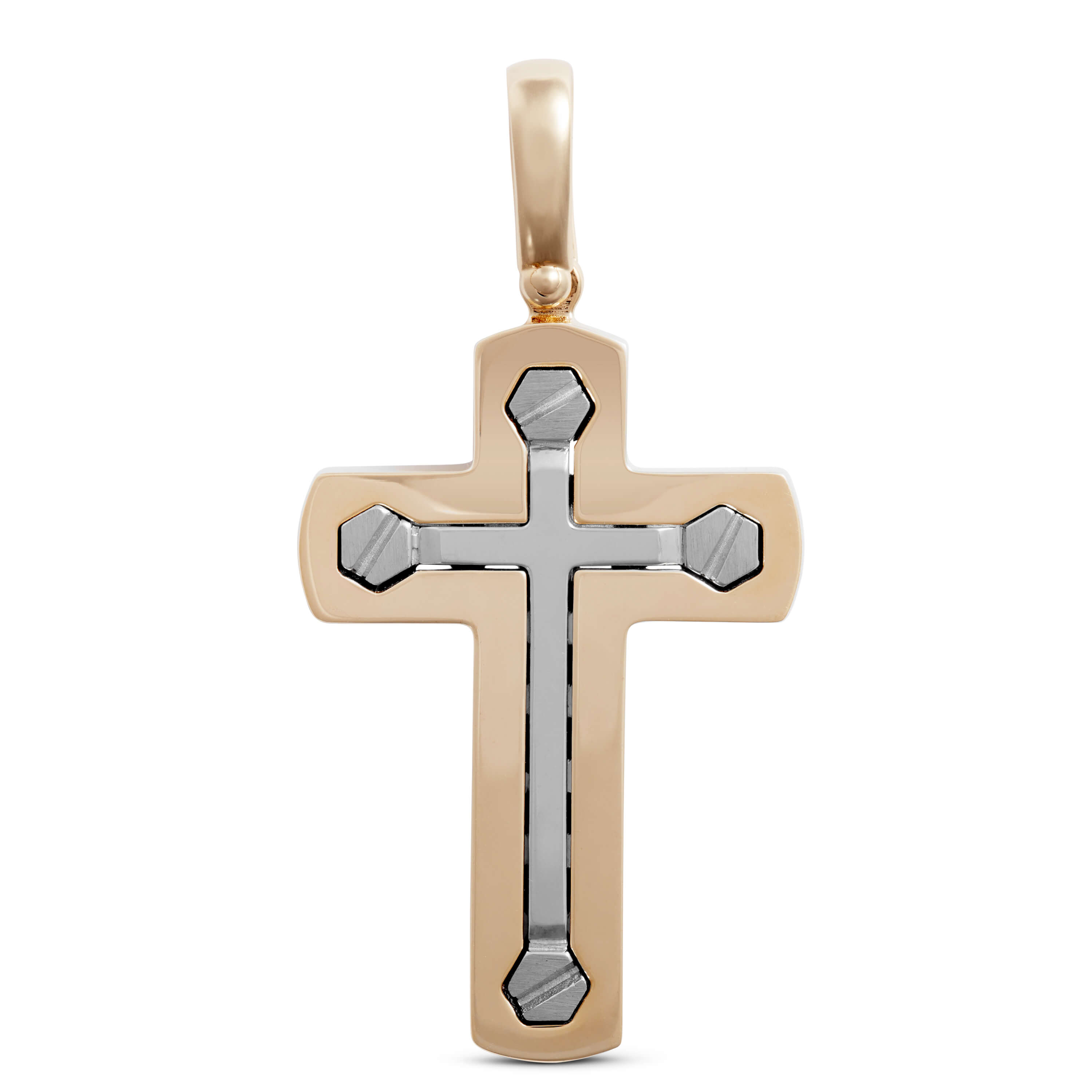 Toscano Two-Tone Cross Pendant Charm, 14K Gold