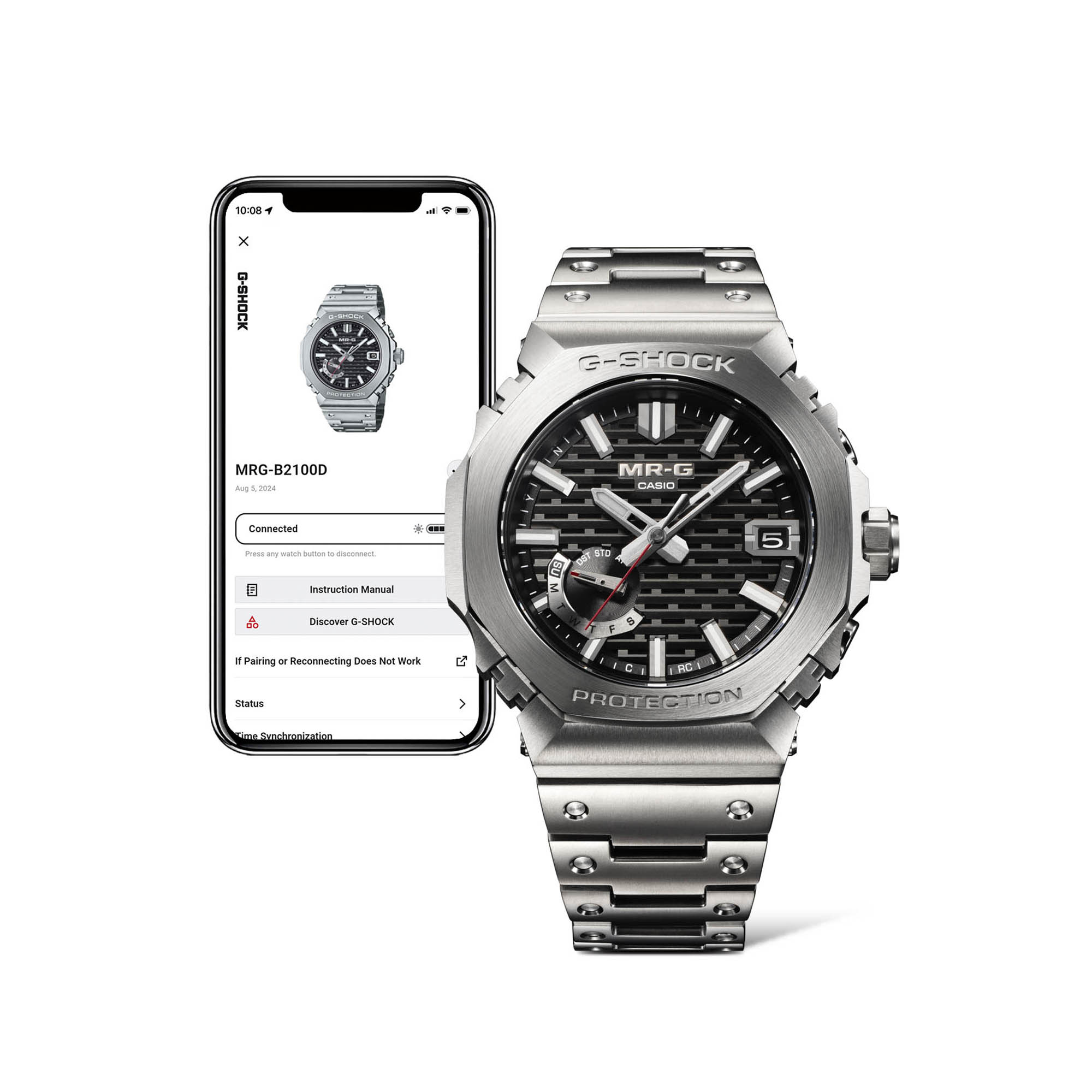 CASIO MRG-210T MRG G-SHOCK クォーツ デジタル チタン G-Shock MR-G Watch Black Dial, 44.4mm