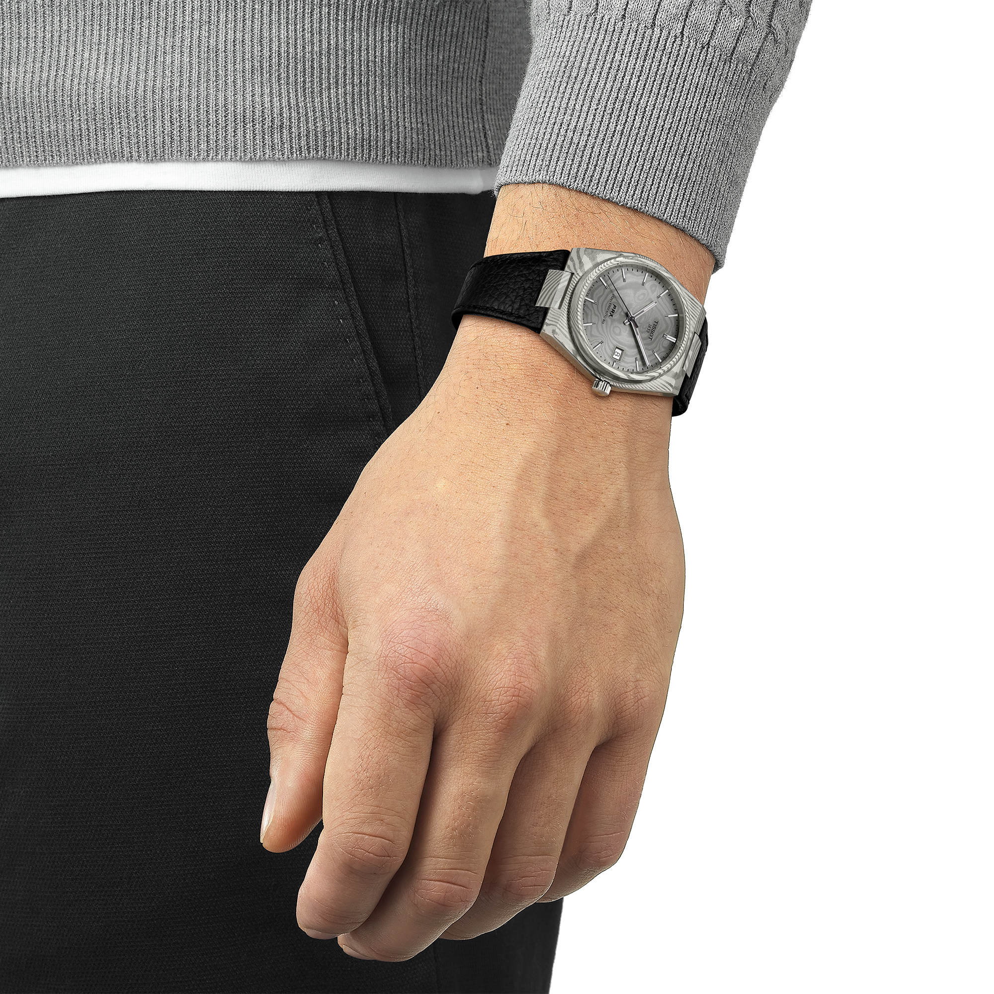 TISSOT PRX Damascus Steel Gray Dial Watch, 38mm