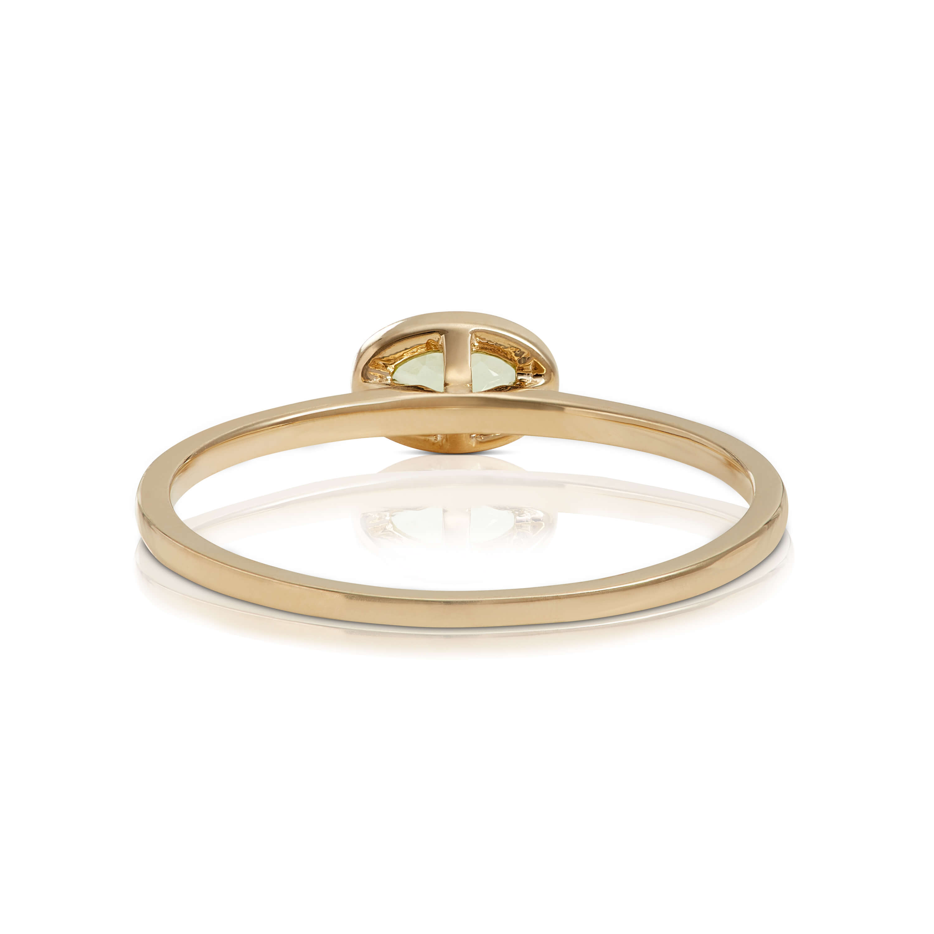 Bezel Set Oval Peridot Ring 14K
