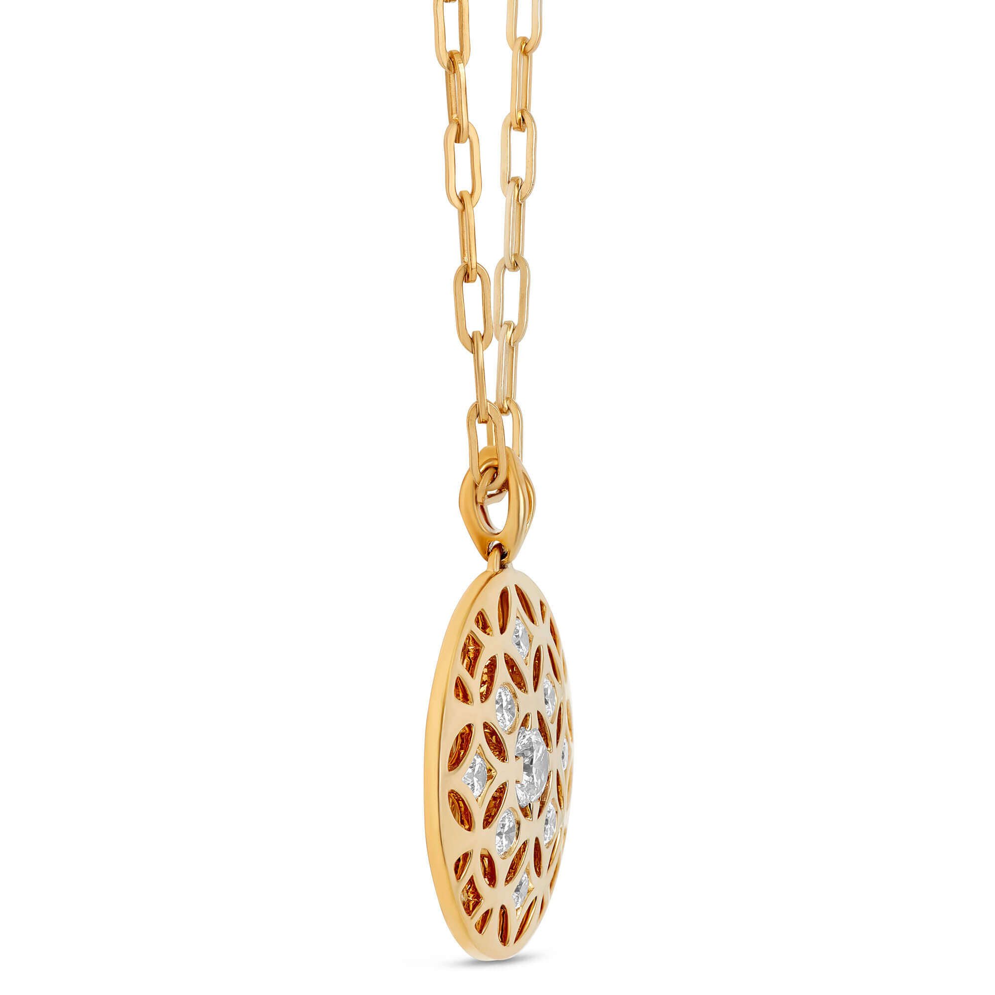 Ben Bridge Signature Diamond Pendant Necklace on Paperclip Chain, 18K Yellow Gold