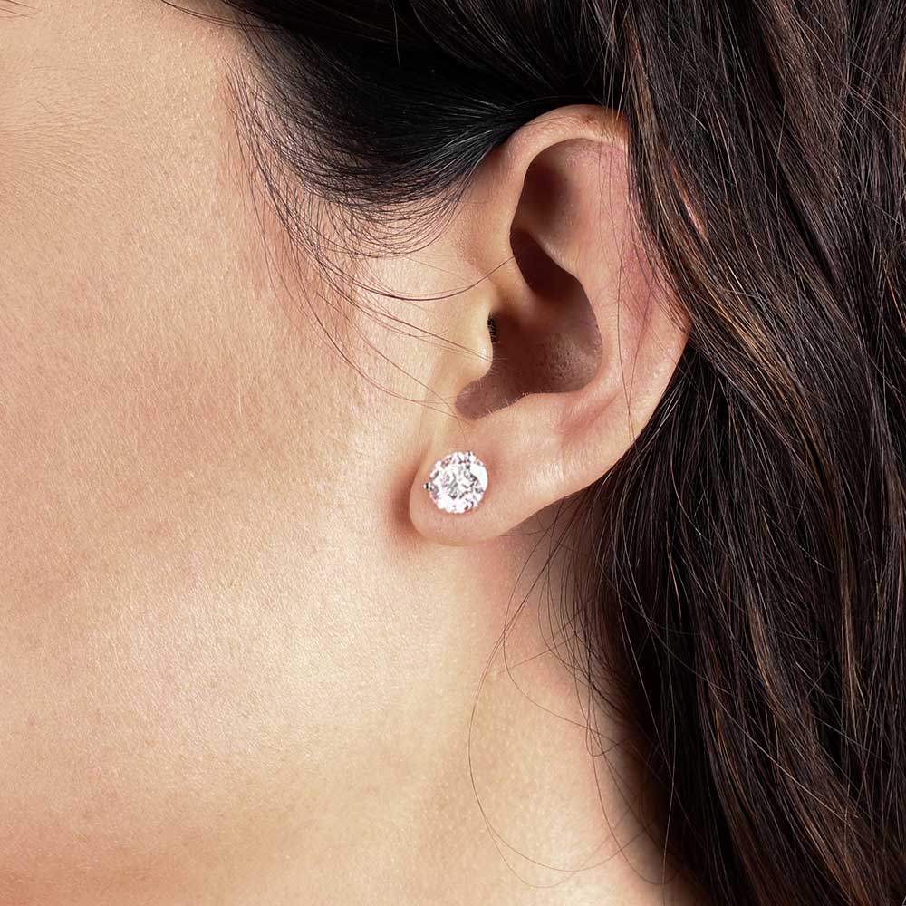 Ikuma Classic Round Diamond Studs, 3 1/4Carat Total Weight,14K White Gold