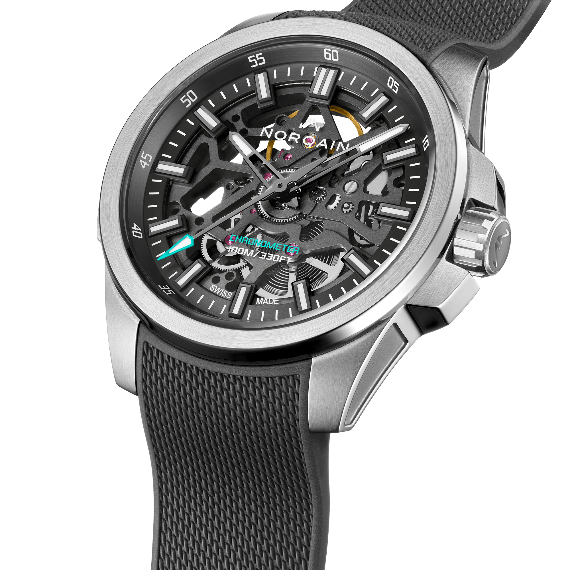 NORQAIN Independence Skeleton Anthracite Dial Watch, 40mm