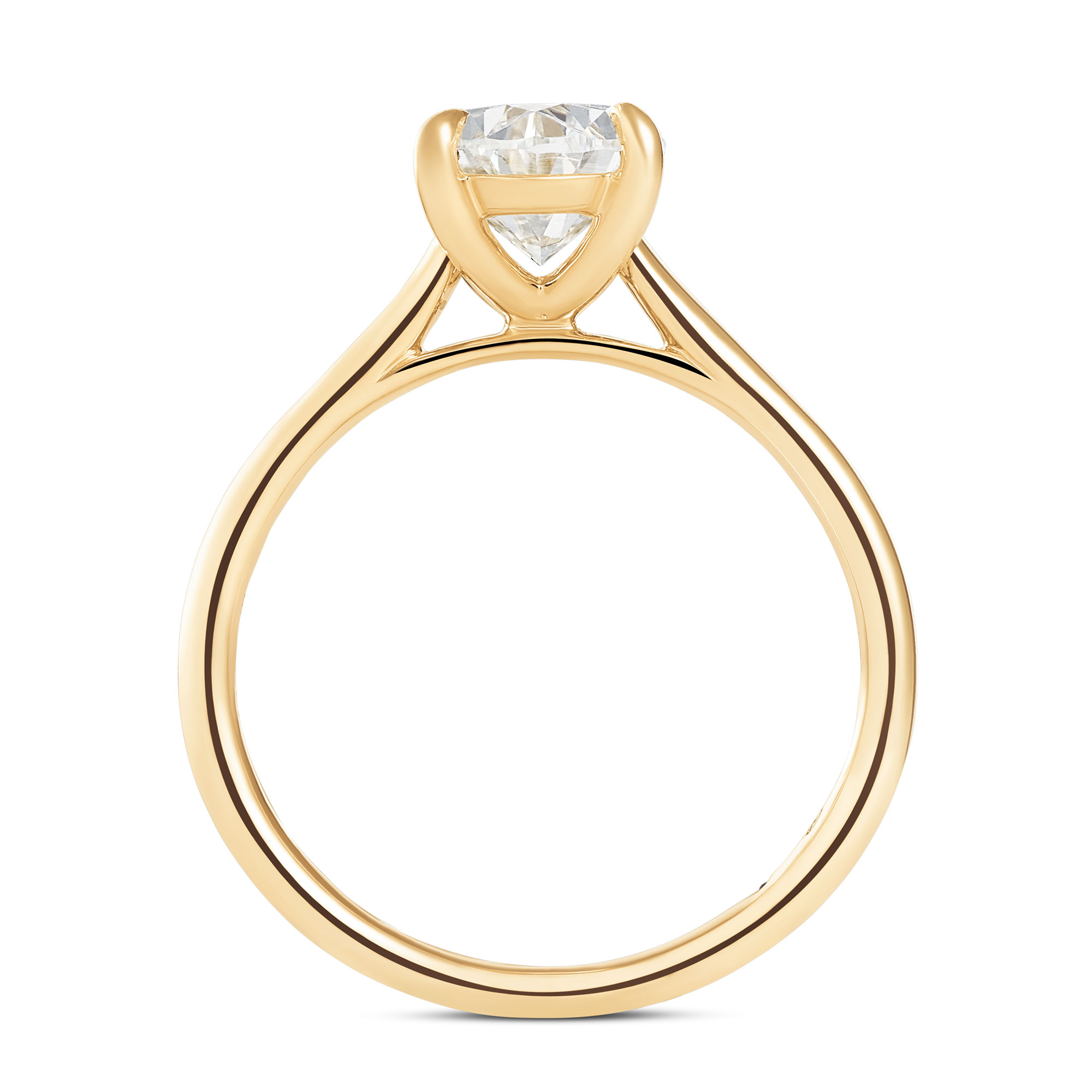 Oval Solitaire Diamond Engagement Ring, 14K Yellow Gold