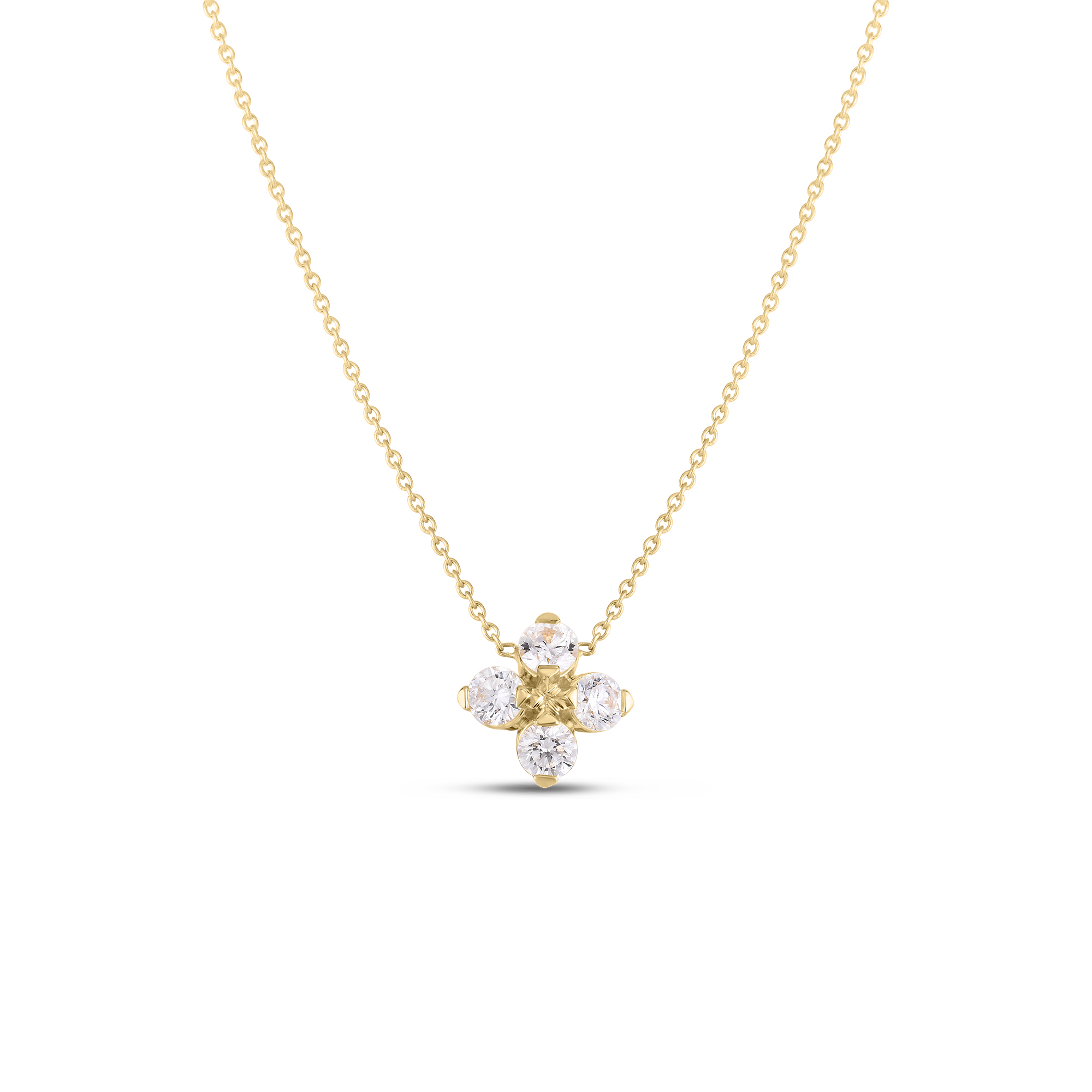 Roberto Coin Love In Verona Diamond Flower Necklace 18K Yellow