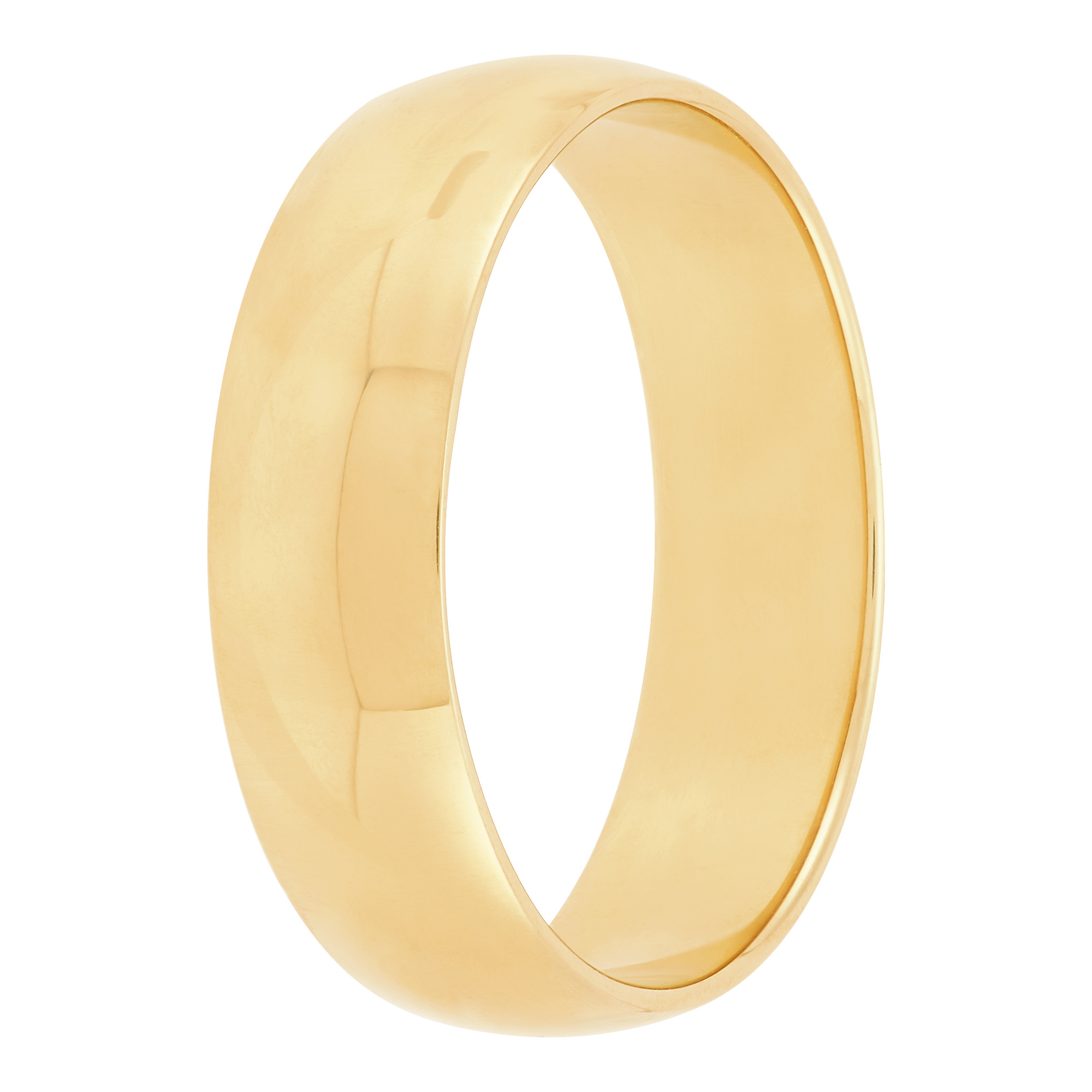 Yellow Gold Polished Rounded 6mm Band 18K