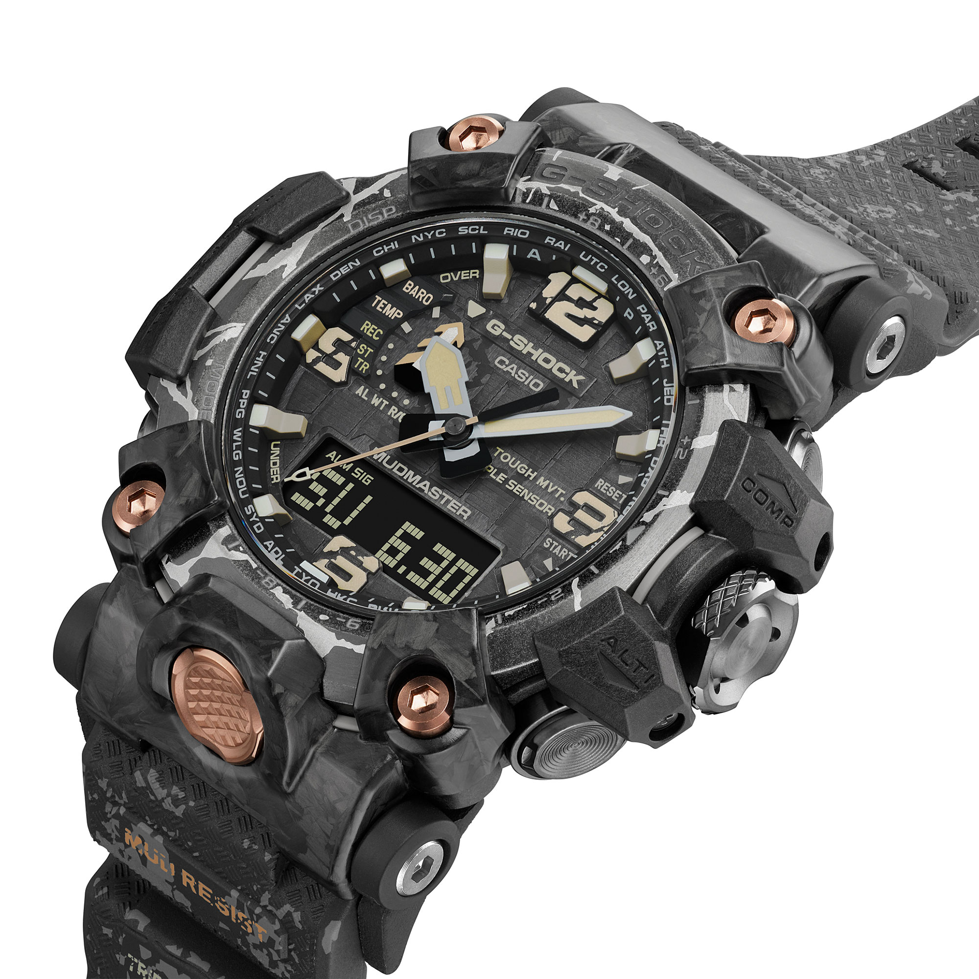 CASIO G-SHOCK MUDMASTER 腕時計 G-Shock Mudmaster 'Cracked Mud' Black Dial Watch, 54.4mm