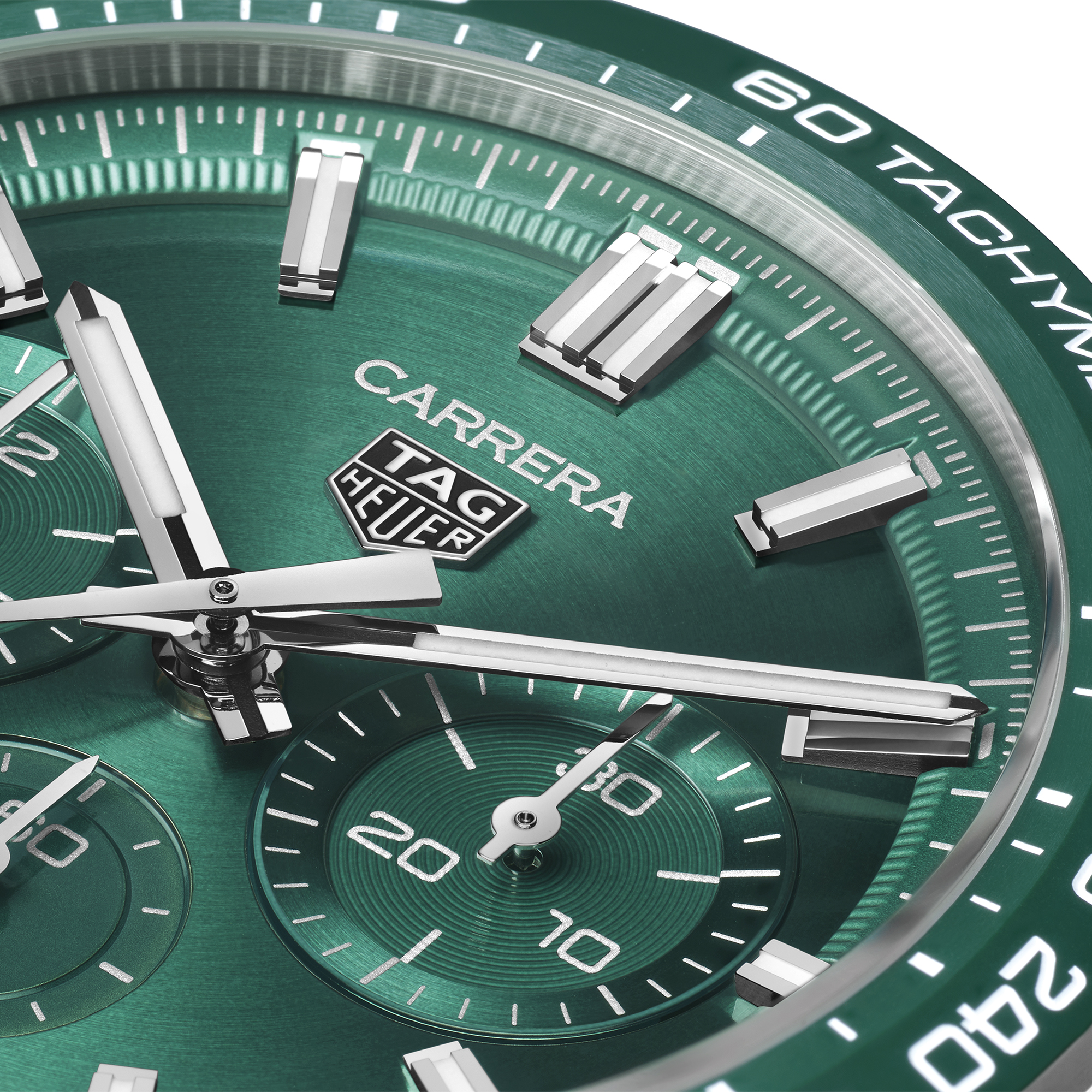 TAG Heuer Carrera Chronograph Watch Green Dial Steel Bracelet, 44mm
