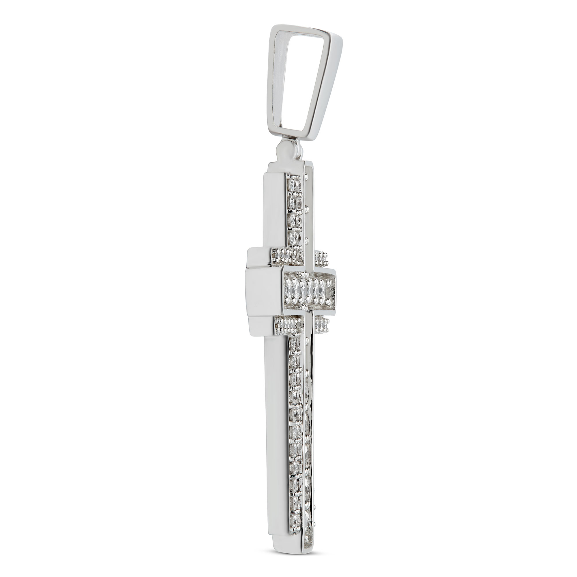 Diamond Cross Pendant, 14K White Gold