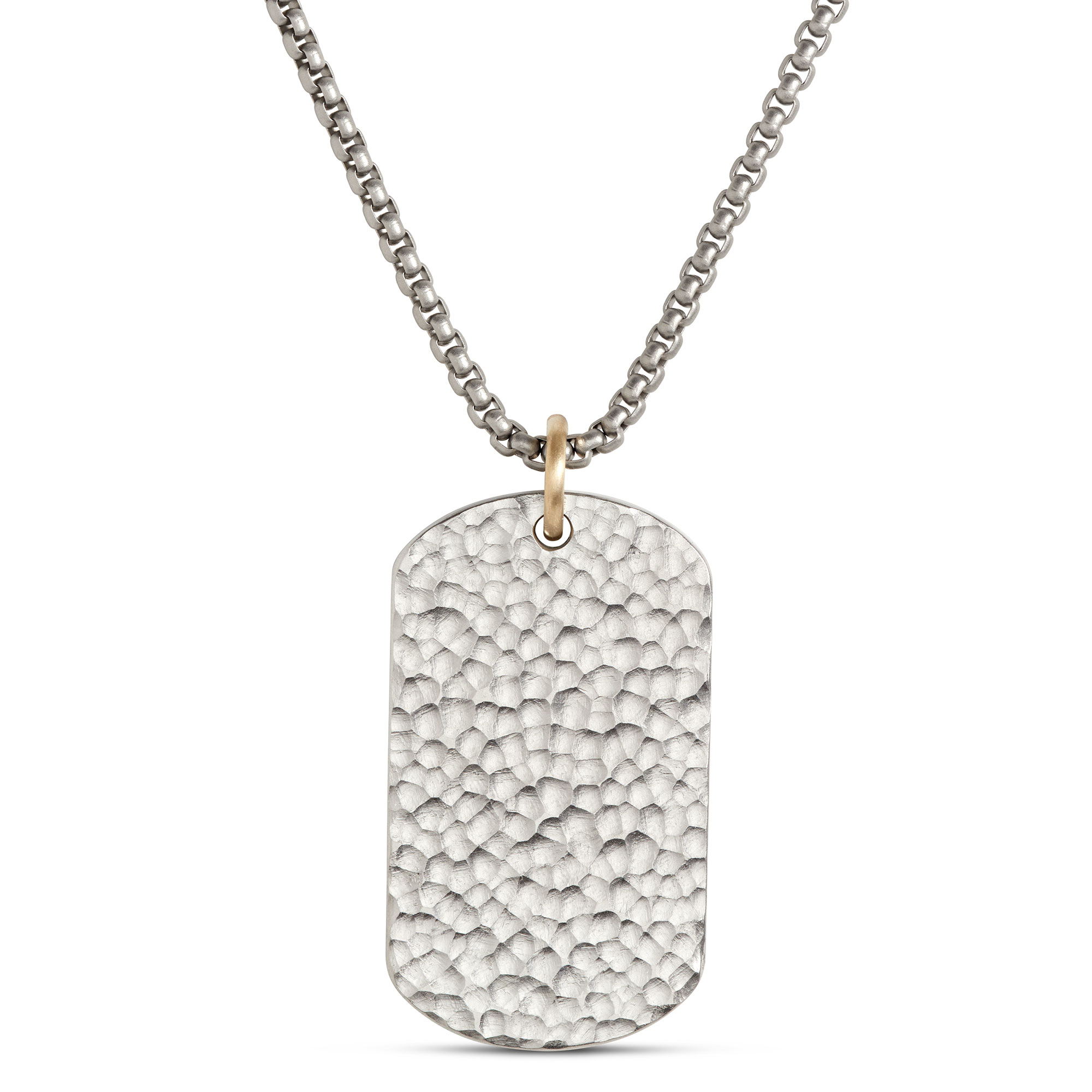 Foiled Stainless-Steel Dog Tag Pendant on 24-Inch Stainless-Steel